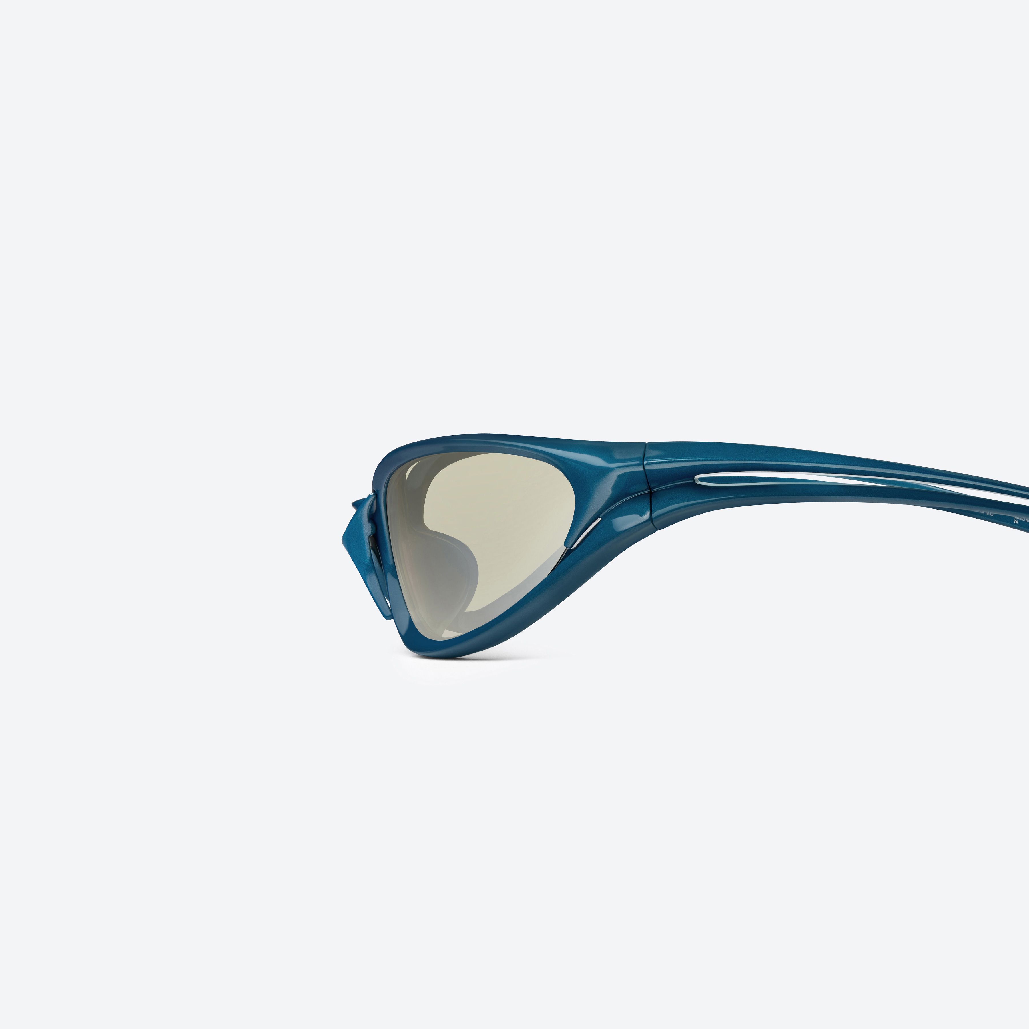 A detailed left view of Gentle Monster Species BL7 Blue Nylon framed Wraparound sunglasses.