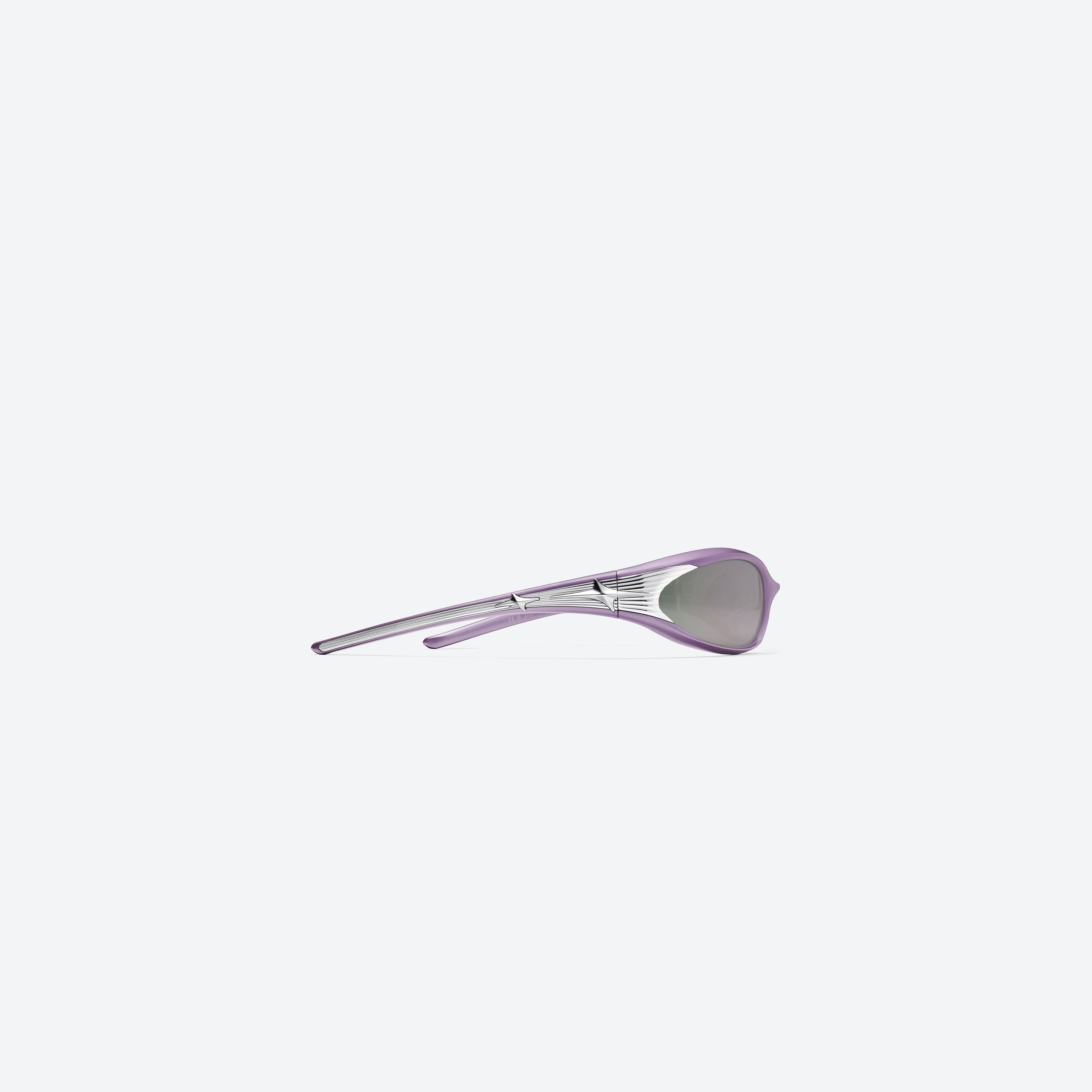 A detailed right view of Gentle Monster M87 V6 Purple Nylon framed Wraparound sunglasses.