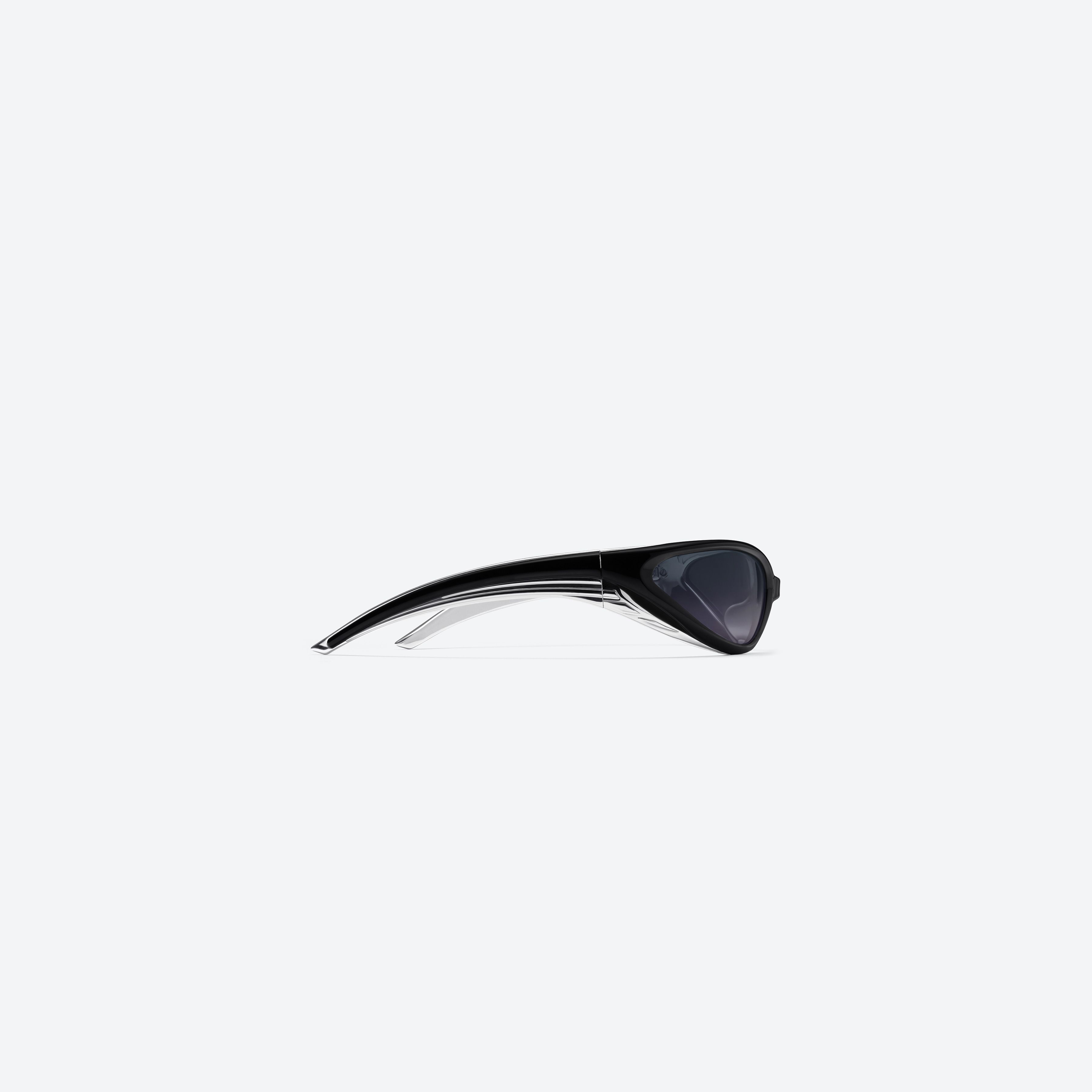 A detailed right view of Gentle Monster Apex 01 Black Nylon framed Wraparound sunglasses.