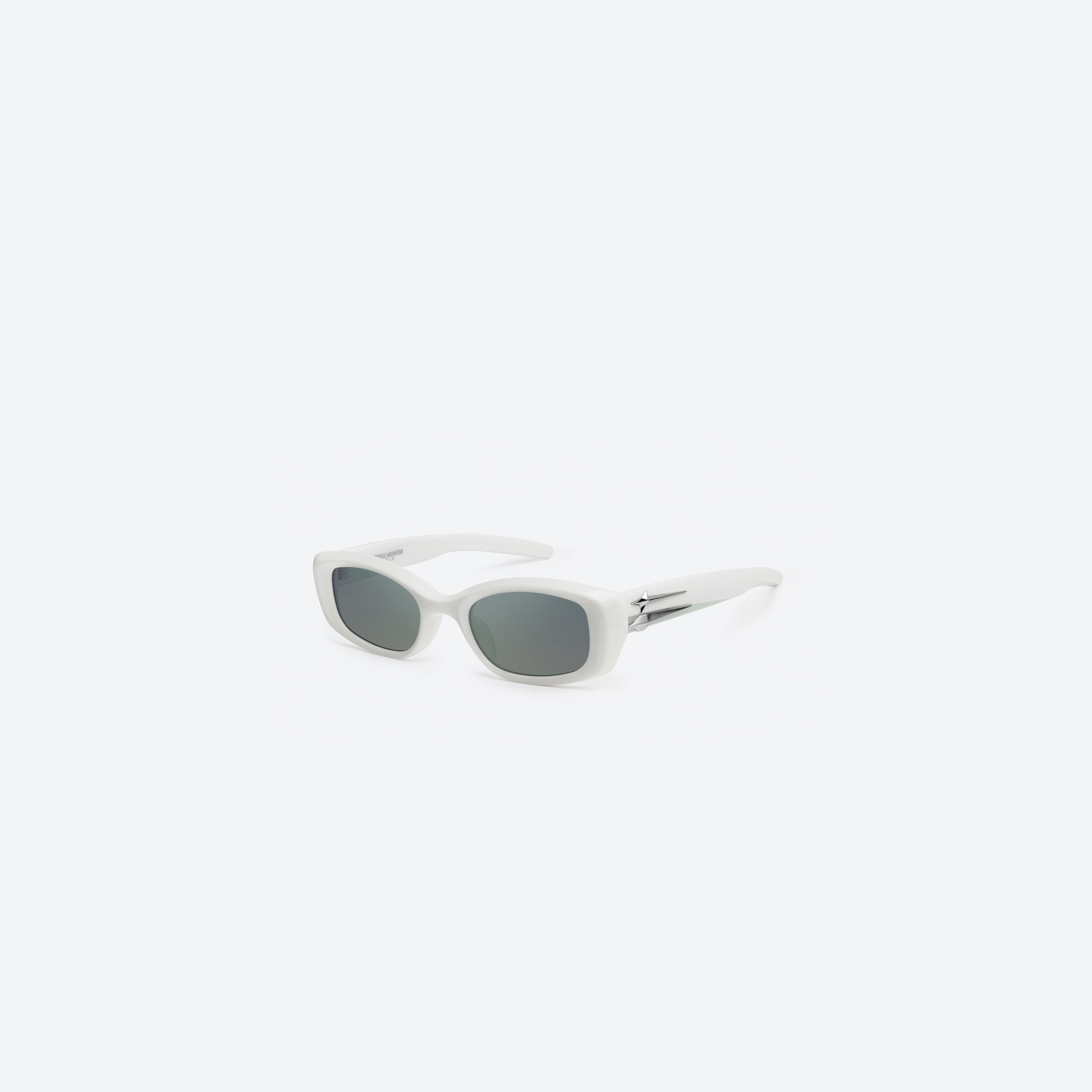45-degree view of Gentle Monster Lix W2 White Acetate framed Square sunglasses.