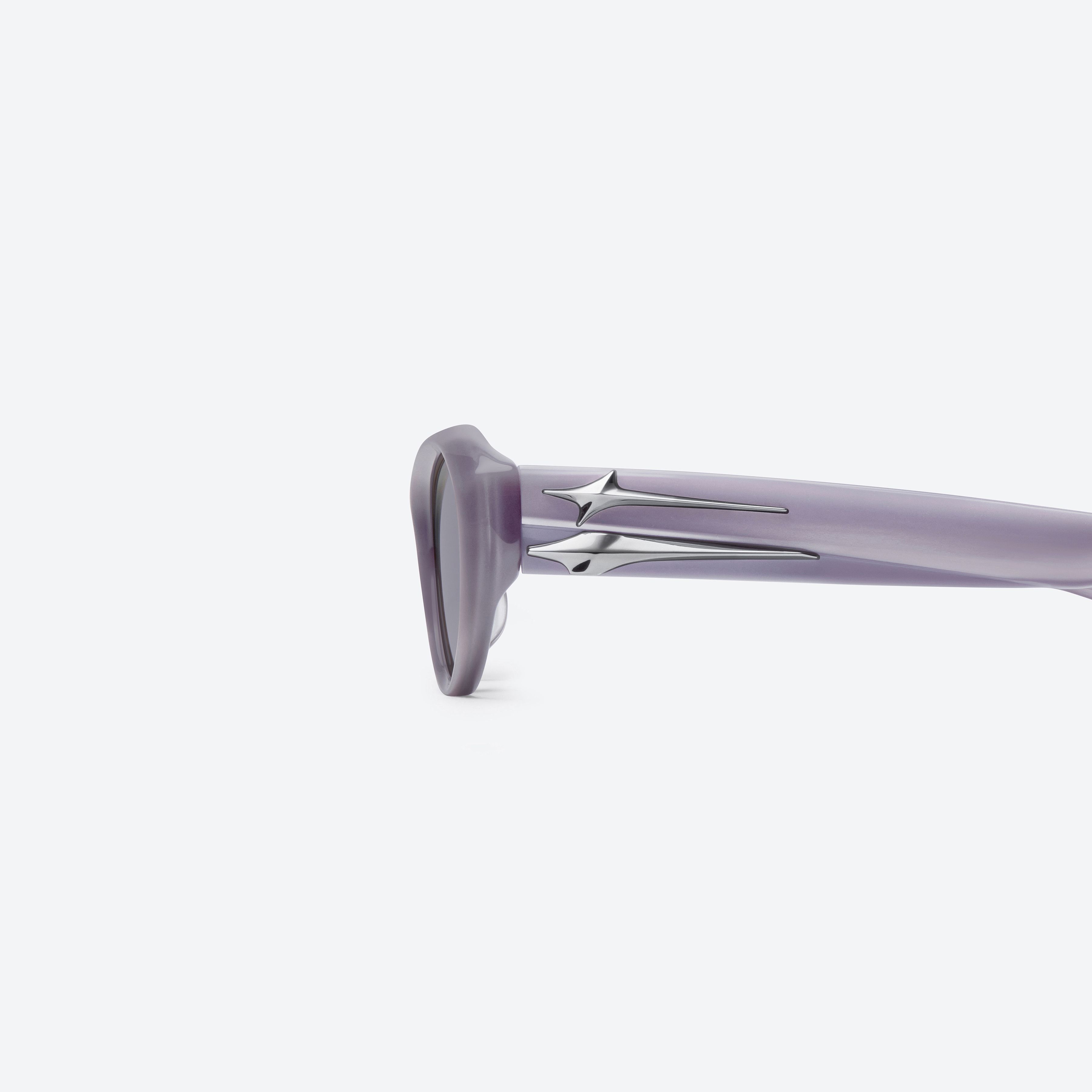 A detailed left view of Gentle Monster Eq P8 Pink Acetate framed Cat-eye sunglasses.