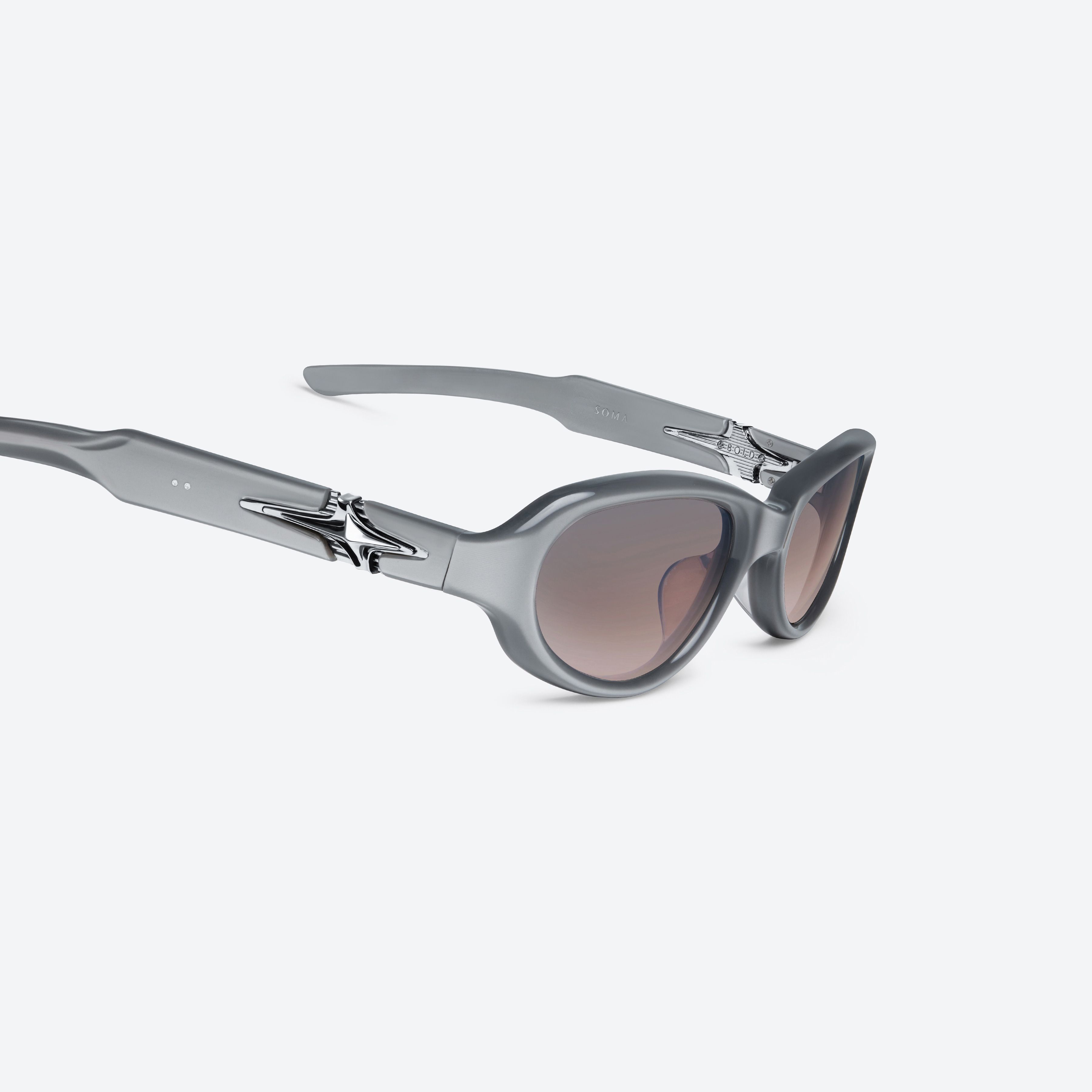 45-degree detailed view of Gentle Monster Soma G13 Gray Mixed framed Round glasses.