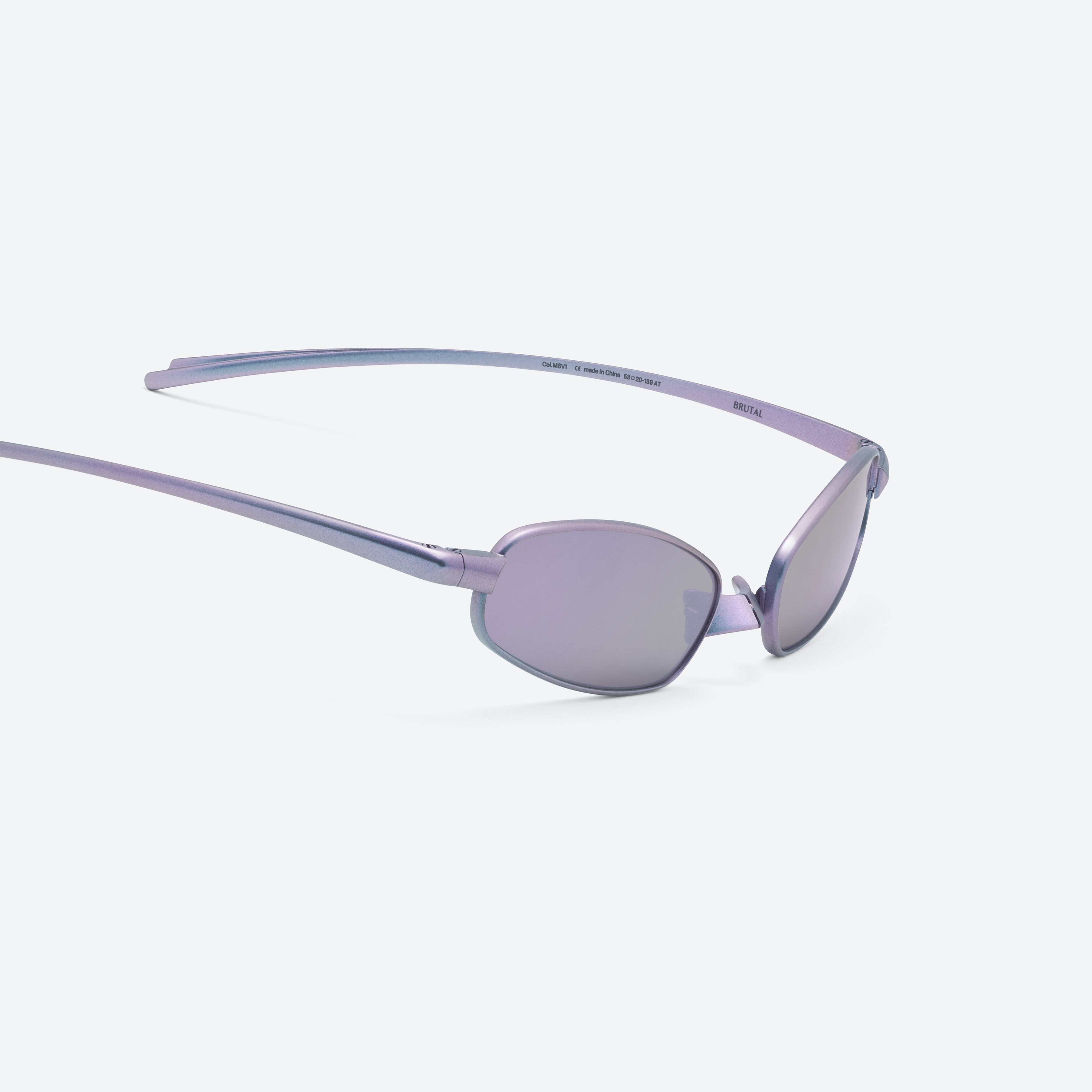 45-degree detailed view of Gentle Monster Brutal MSV1 Silver Metal framed Square sunglasses.