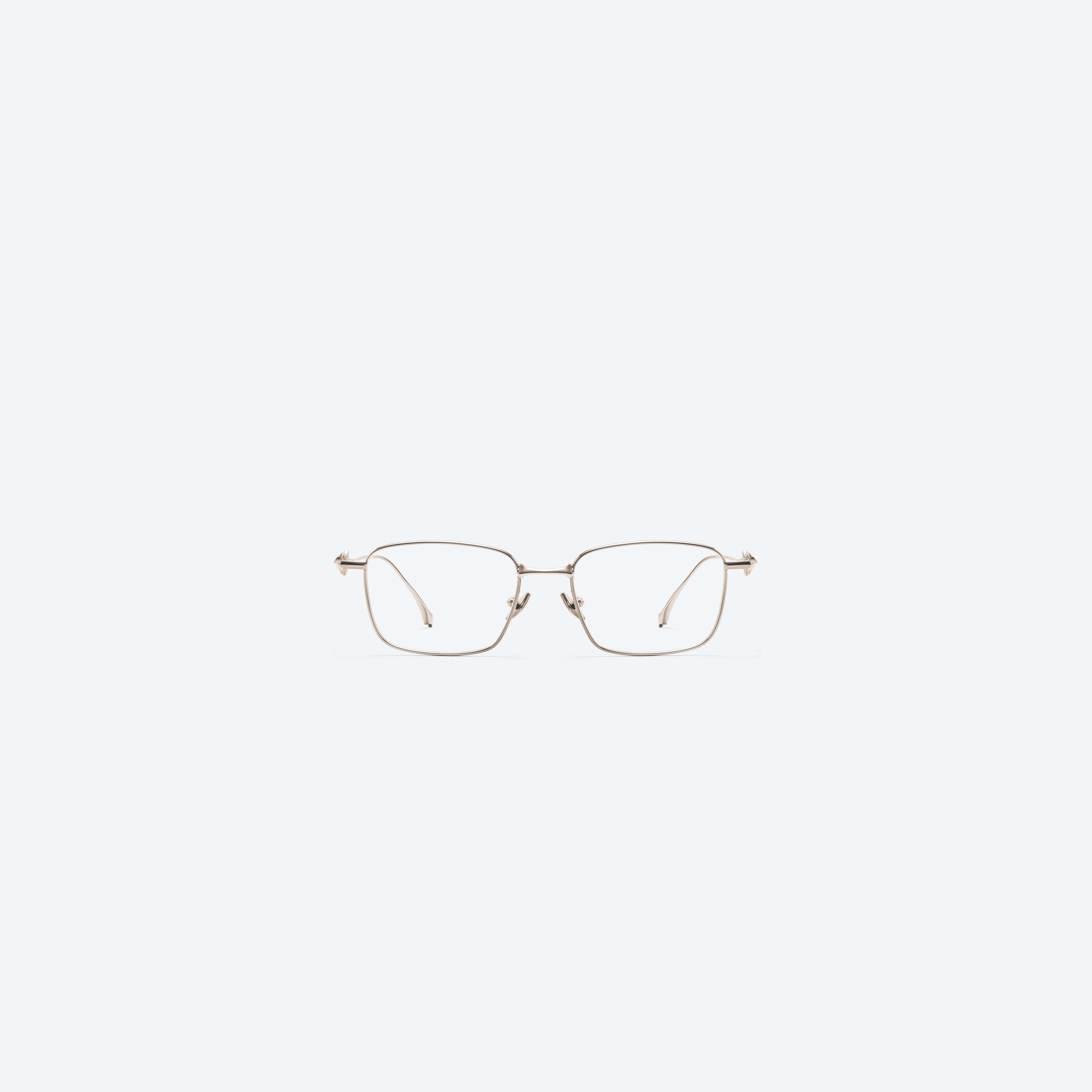 A front view of Gentle Monster Vanta 037 Gold Metal framed Square glasses.