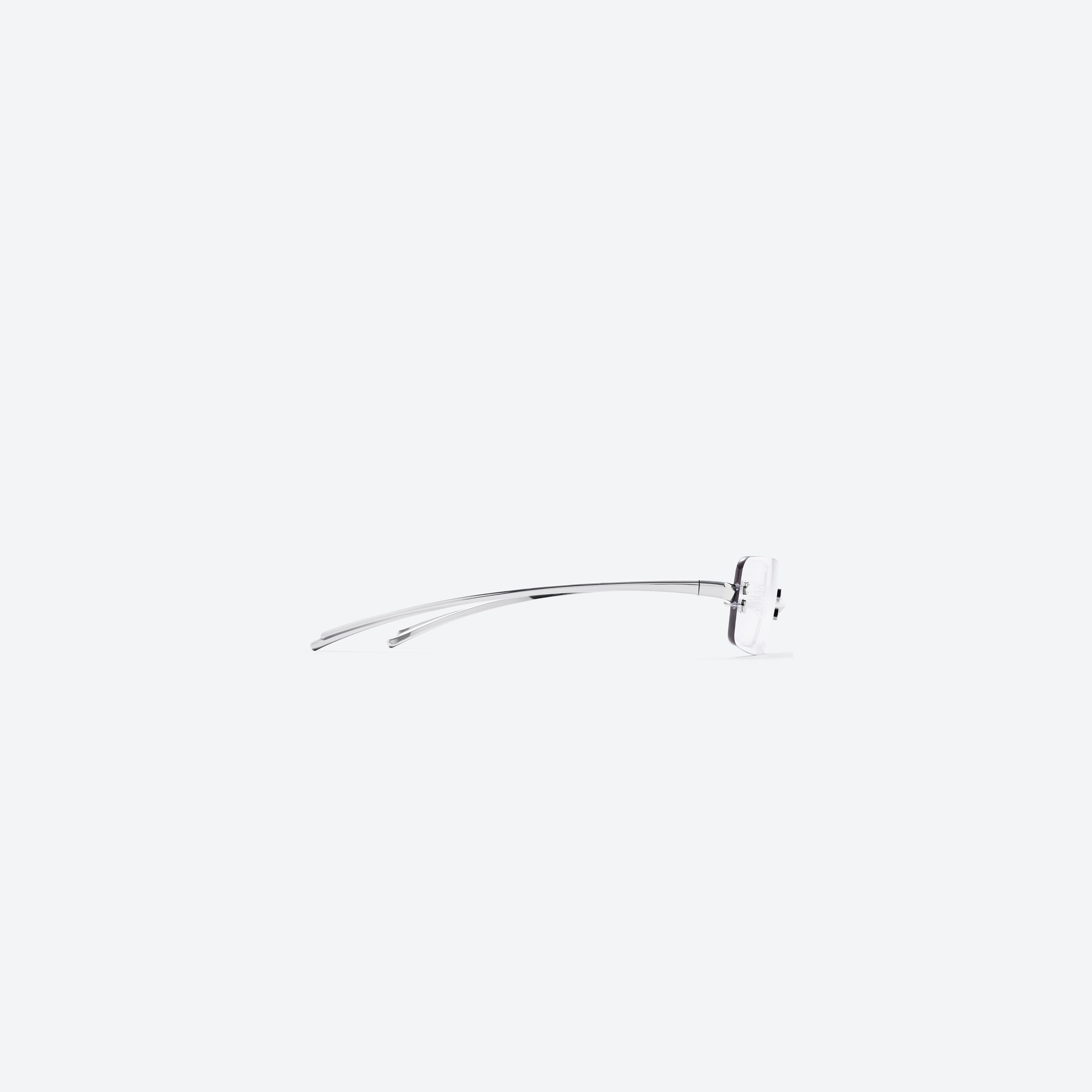 A detailed right view of Gentle Monster Paranoyd 02 Similar Silver Metal framed Square glasses.