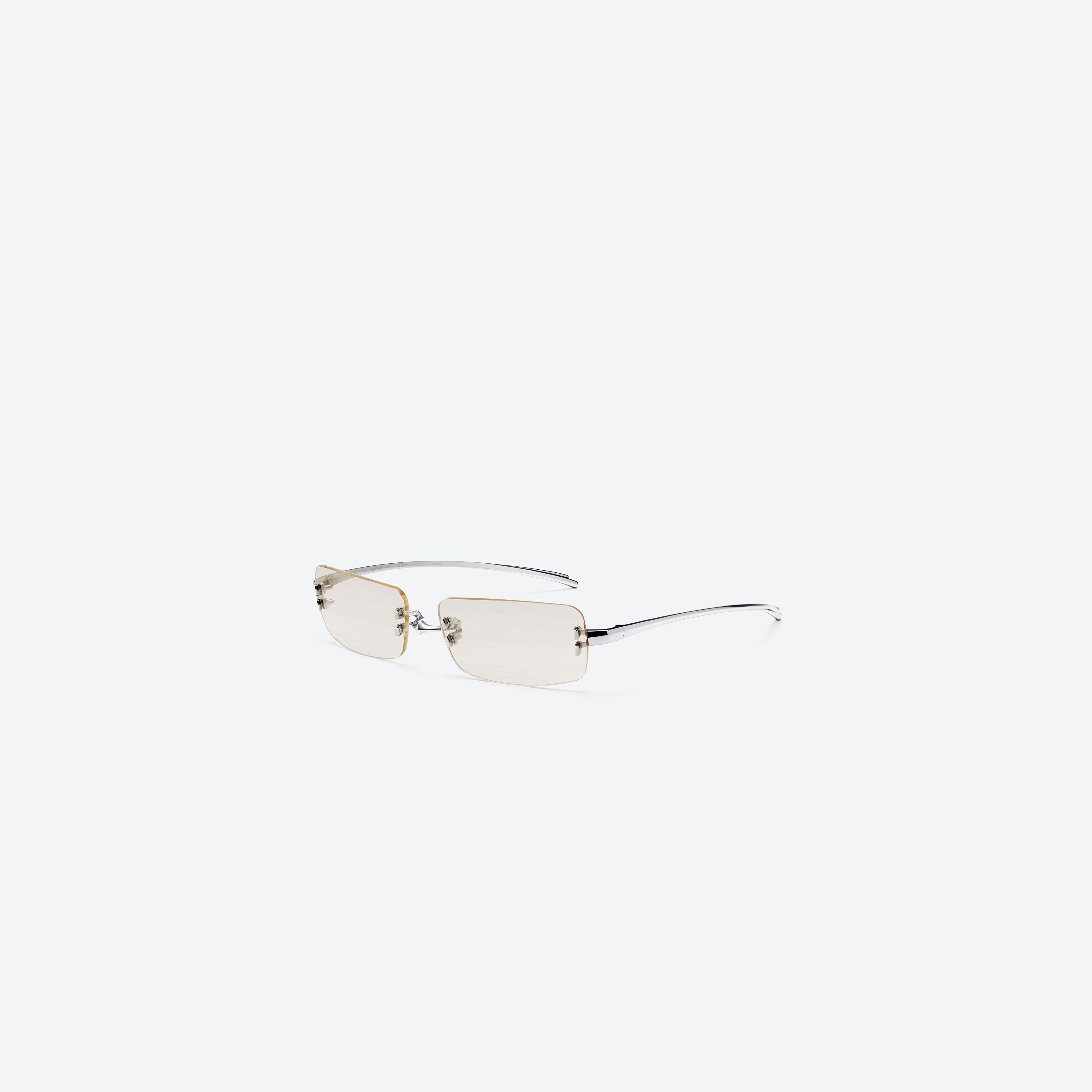 45-degree view of Gentle Monster Paranoyd 02(CM) Silver Metal framed Square glasses.