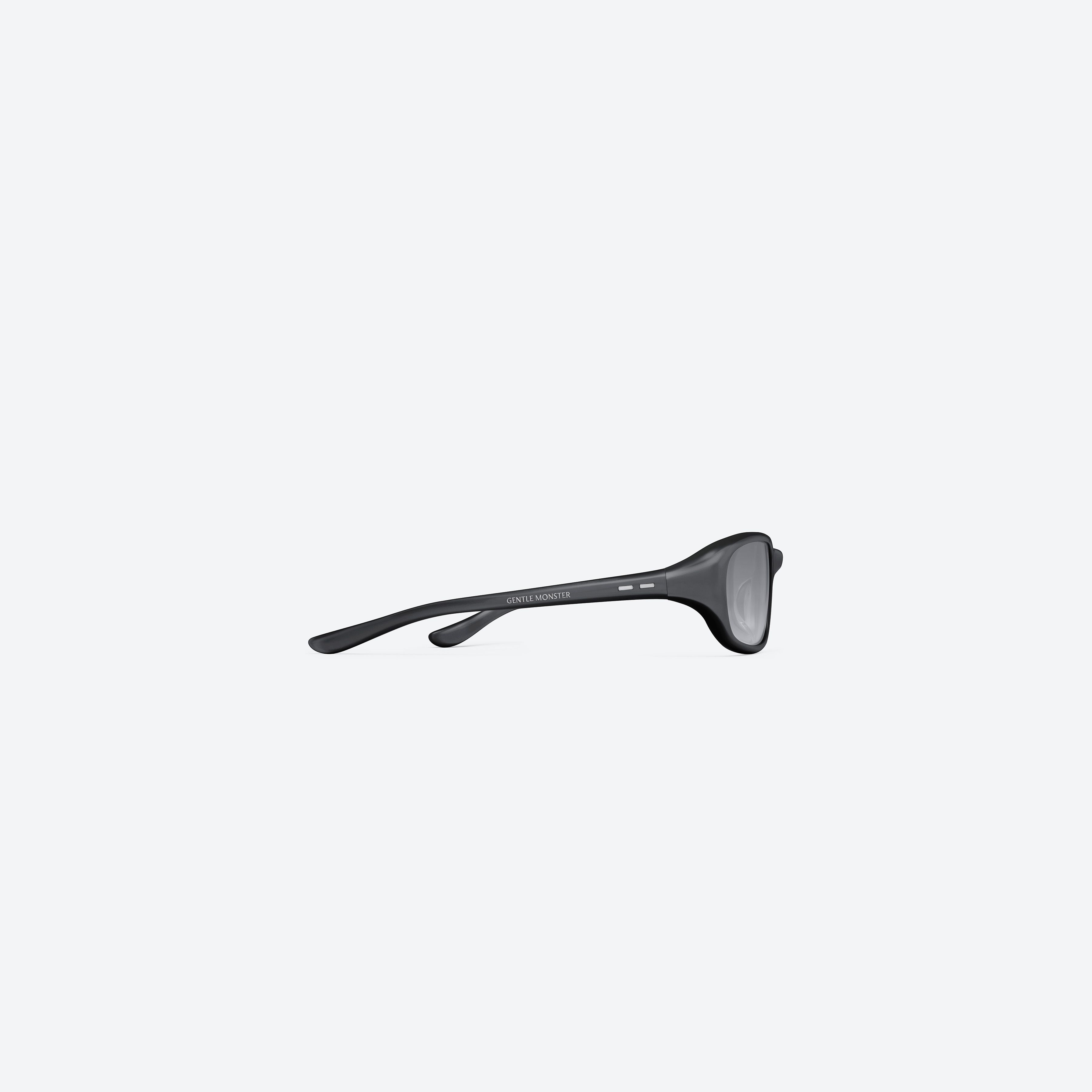 A detailed right view of Gentle Monster Hills G18 Gray Acetate framed Wraparound sunglasses.