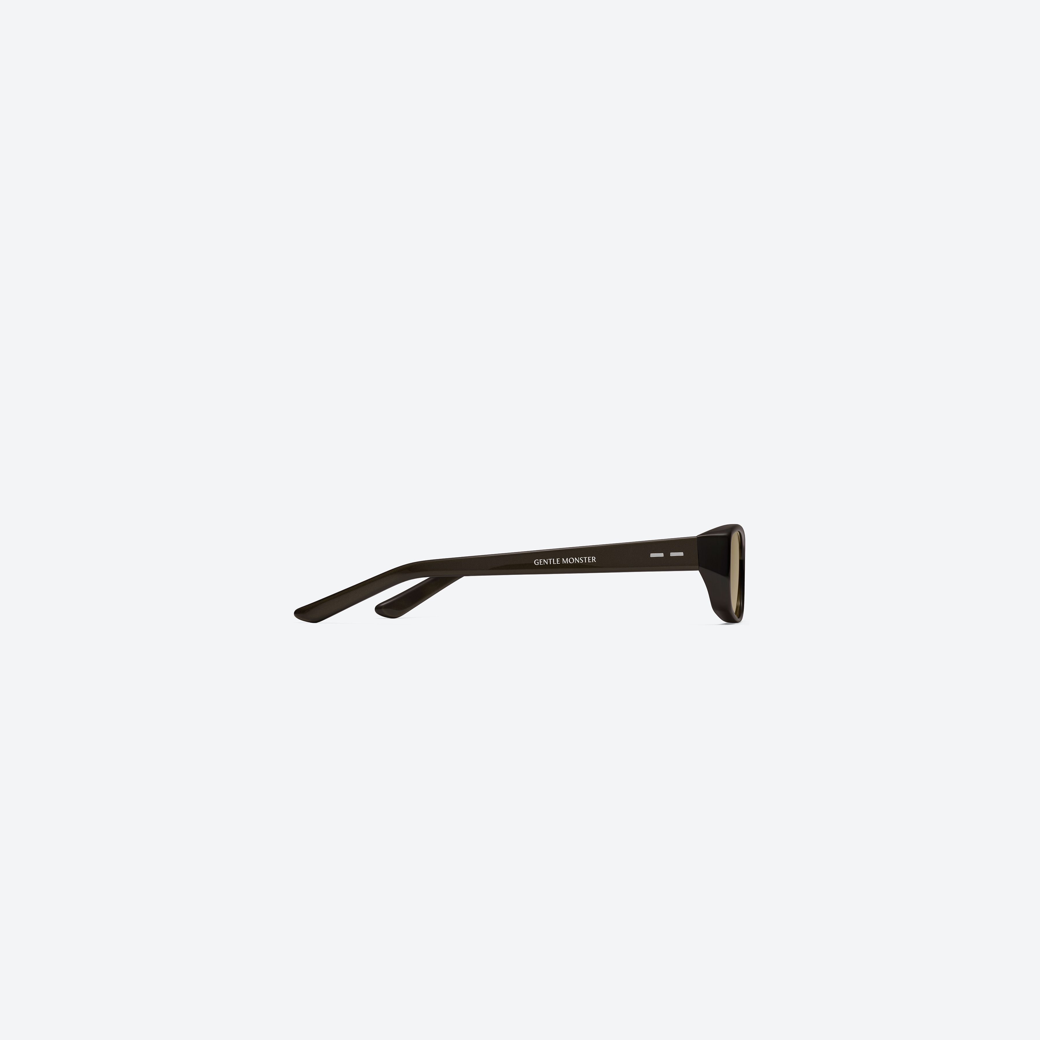A detailed right view of Gentle Monster Noid BR4 Brown Acetate framed Square sunglasses.