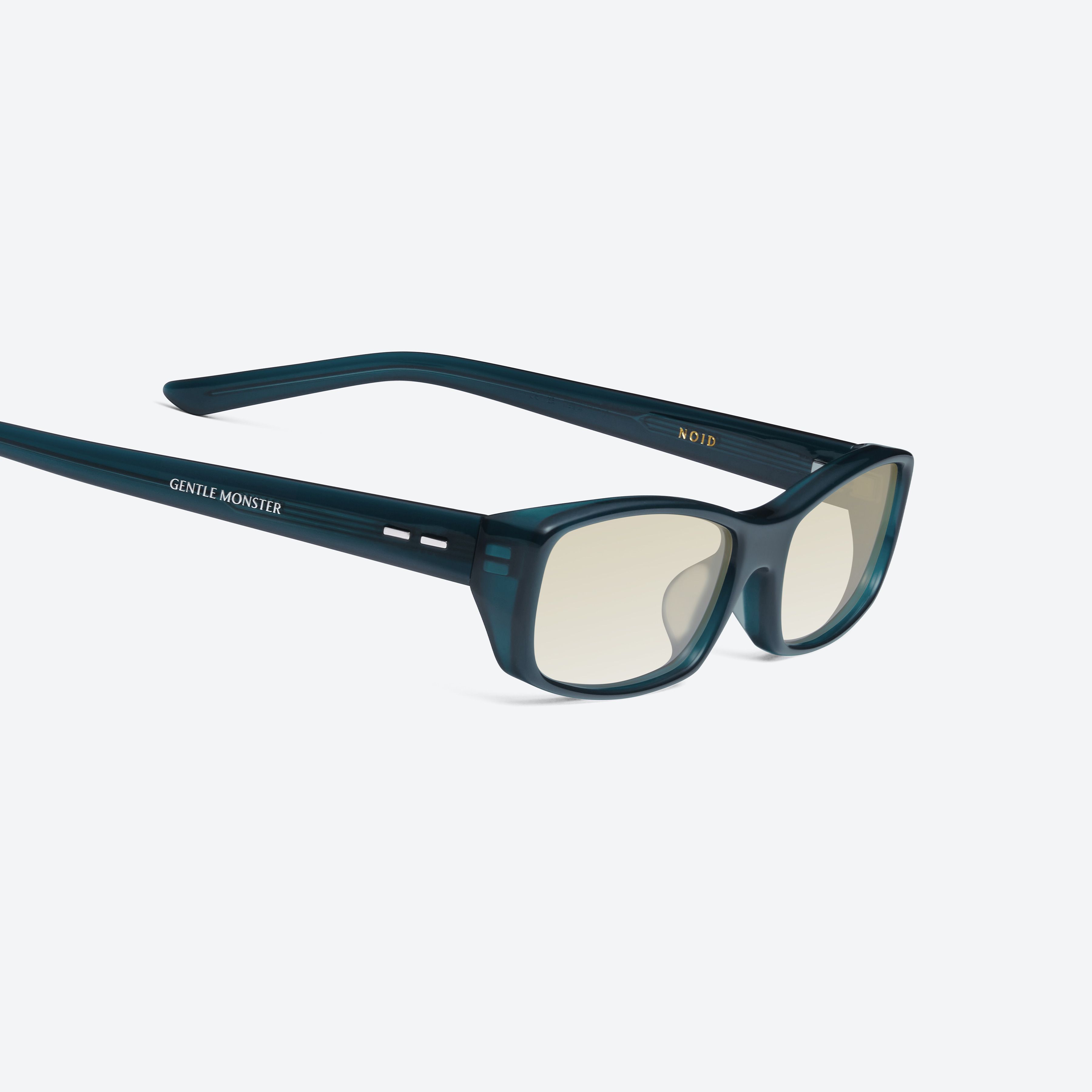 45-degree detailed view of Gentle Monster Noid BLC10 Blue Acetate framed Square sunglasses.