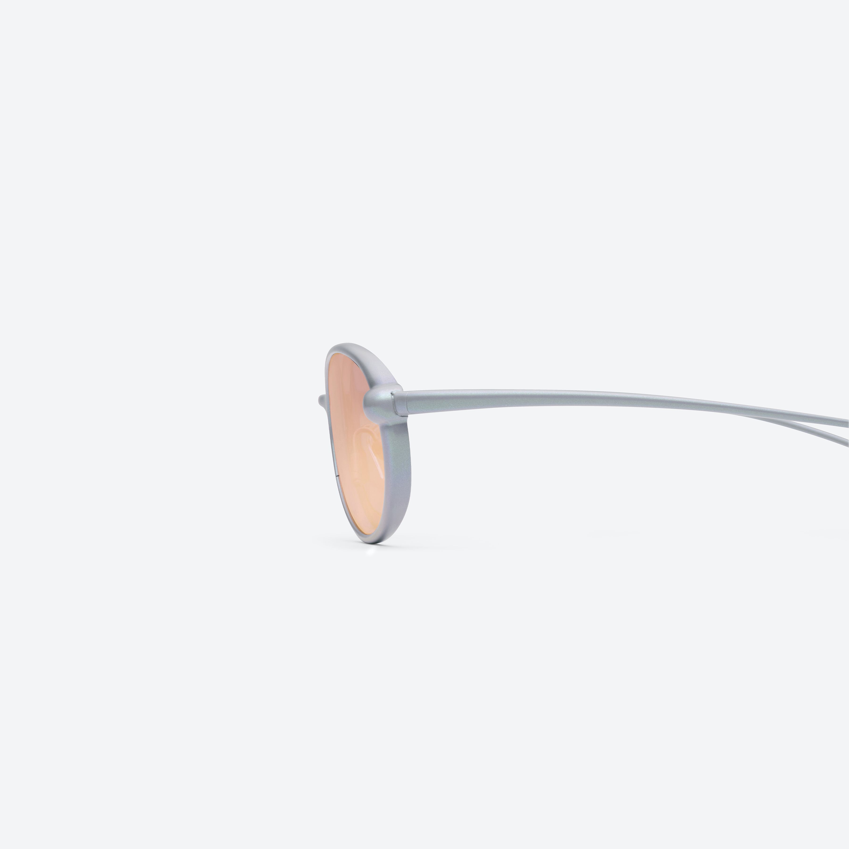 A detailed left view of Gentle Monster Boba BL8 Blue Metal framed Round sunglasses.
