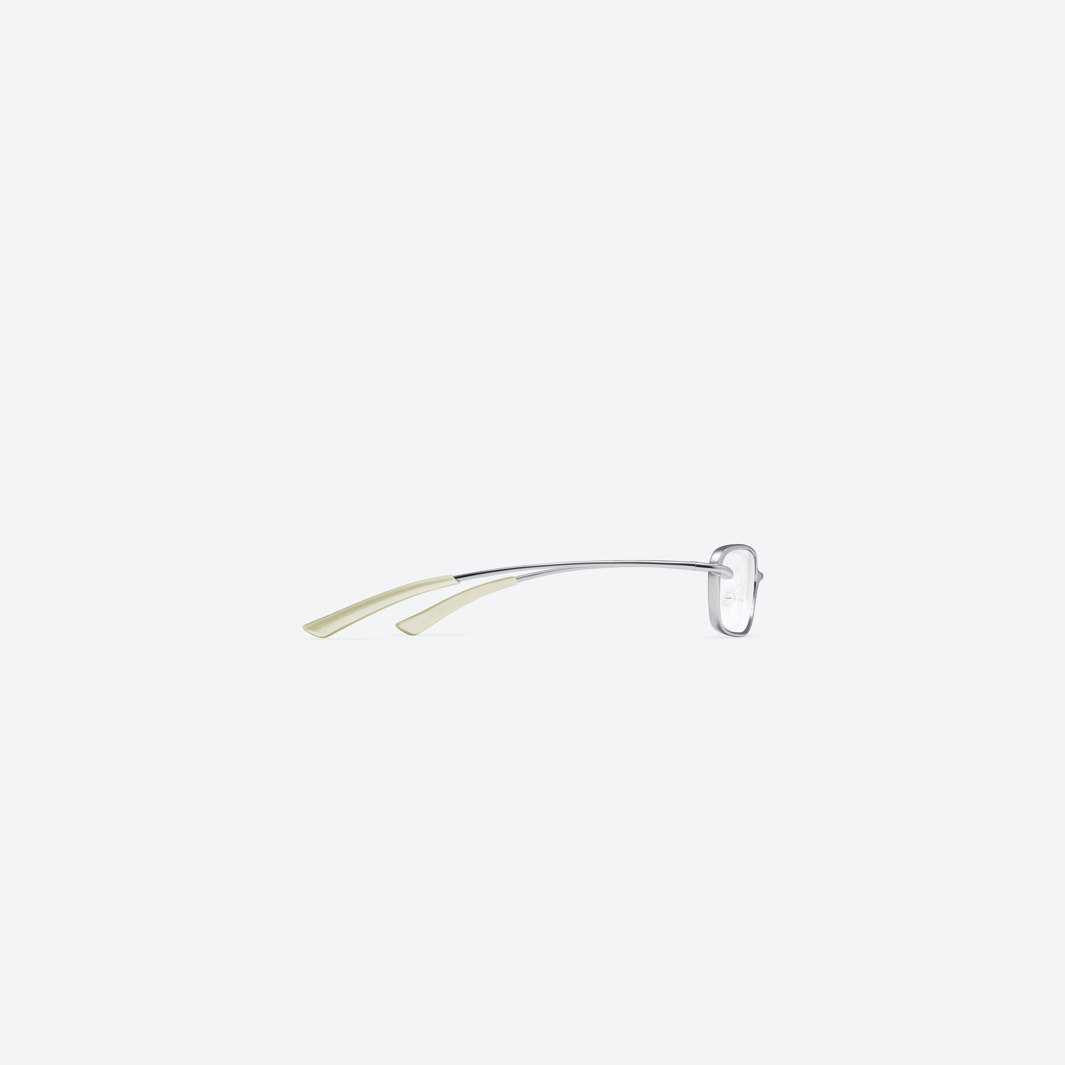 A detailed right view of Gentle Monster Rollie 02 Silver Metal framed Square glasses.