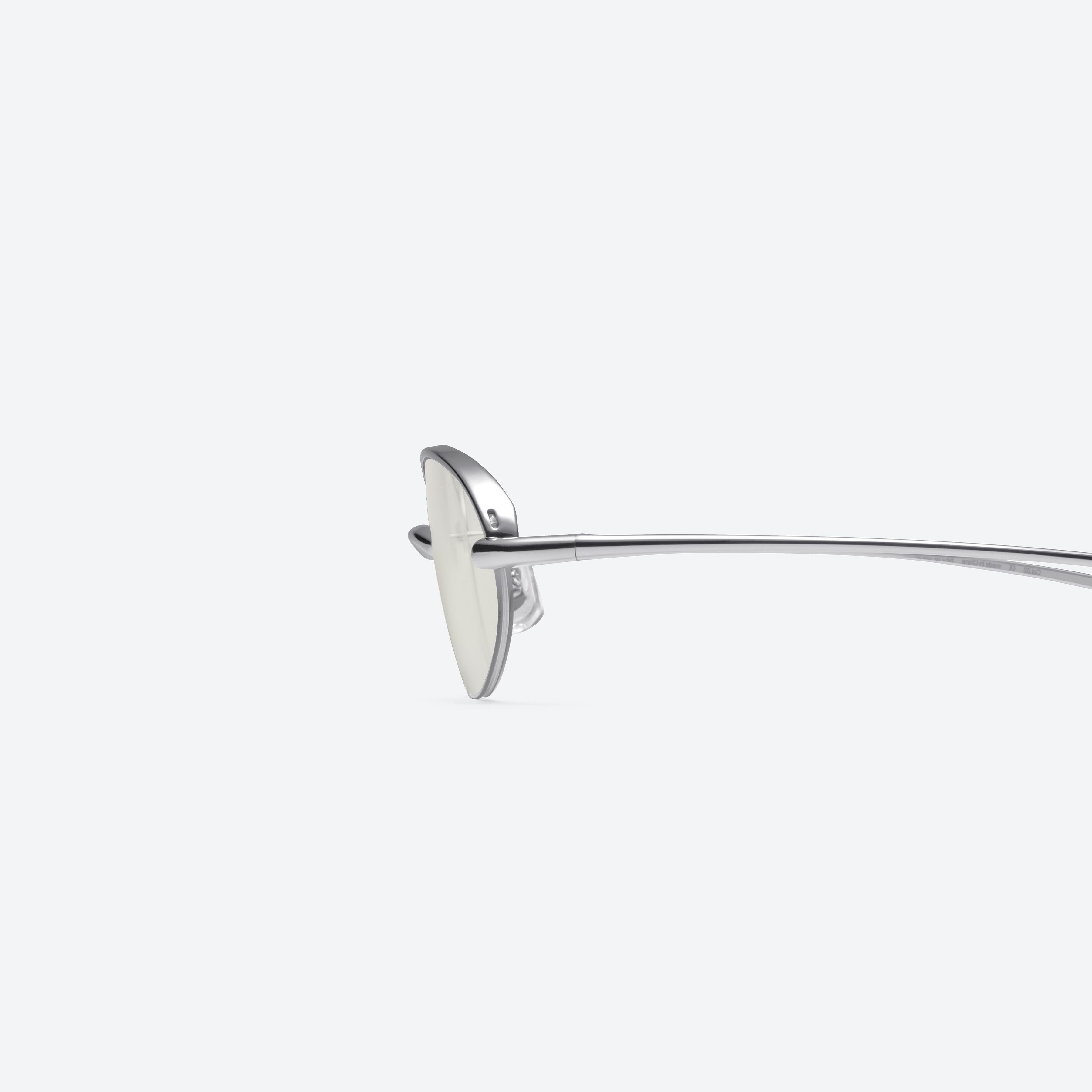 A detailed left view of Gentle Monster Kota 02(GRM) Similar Silver Metal framed Oval sunglasses.