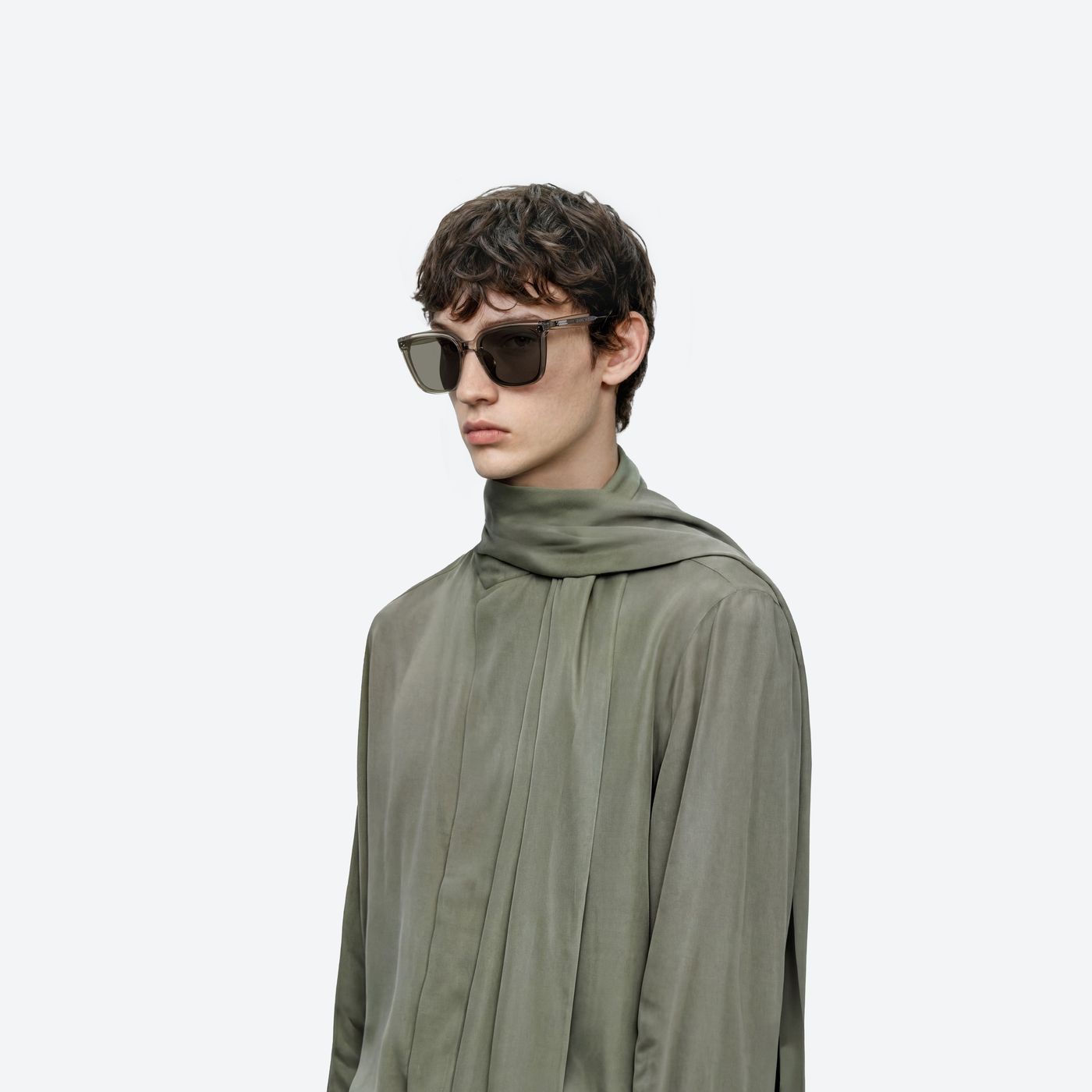 Model wearing the GENT BRC11 Brown Acetate framed Square sunglasses.