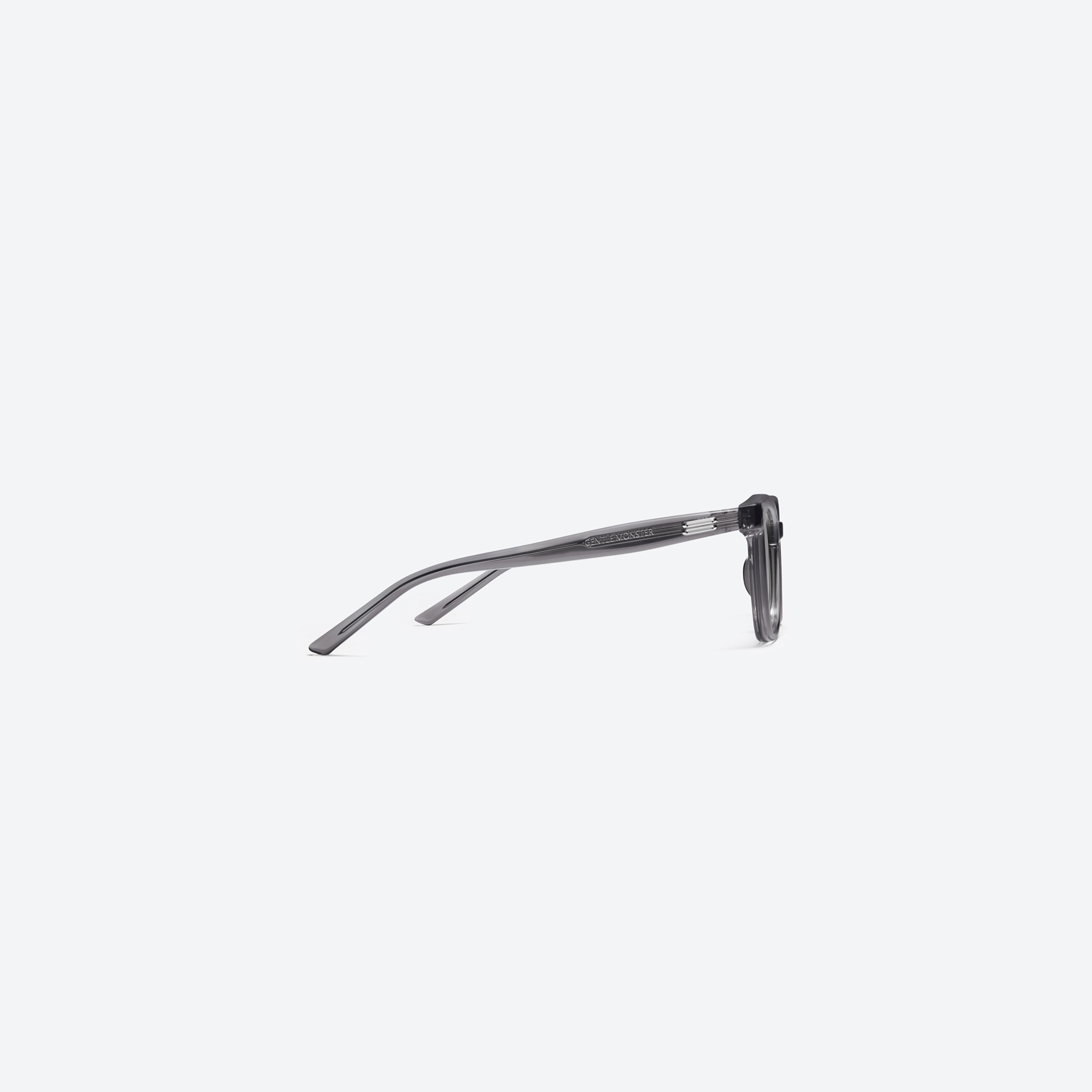 A detailed right view of Gentle Monster Daze GC12 Gray Acetate framed Square sunglasses.