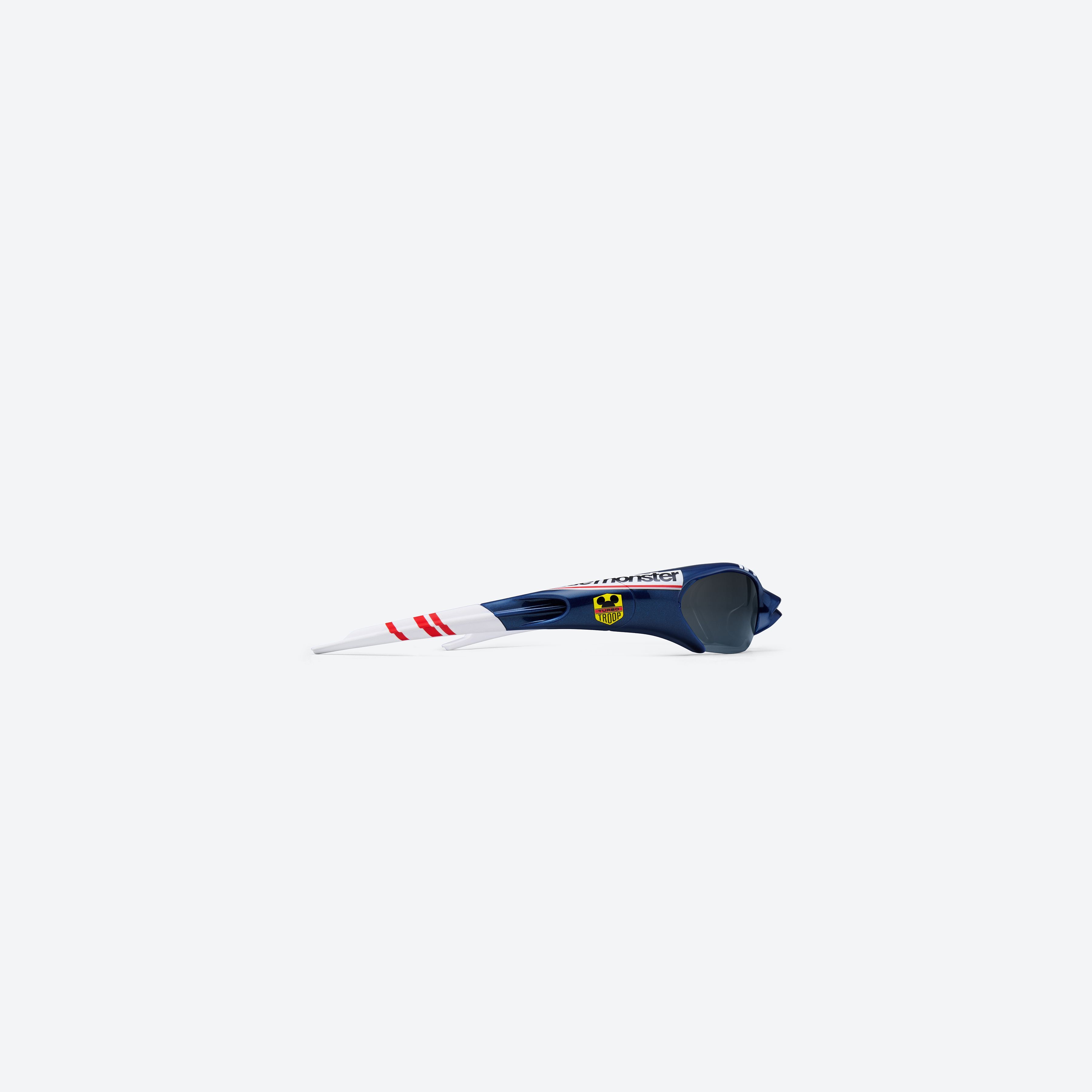 A detailed right view of Gentle Monster SLIPSTREAM N8 Blue Nylon framed Wraparound sunglasses.