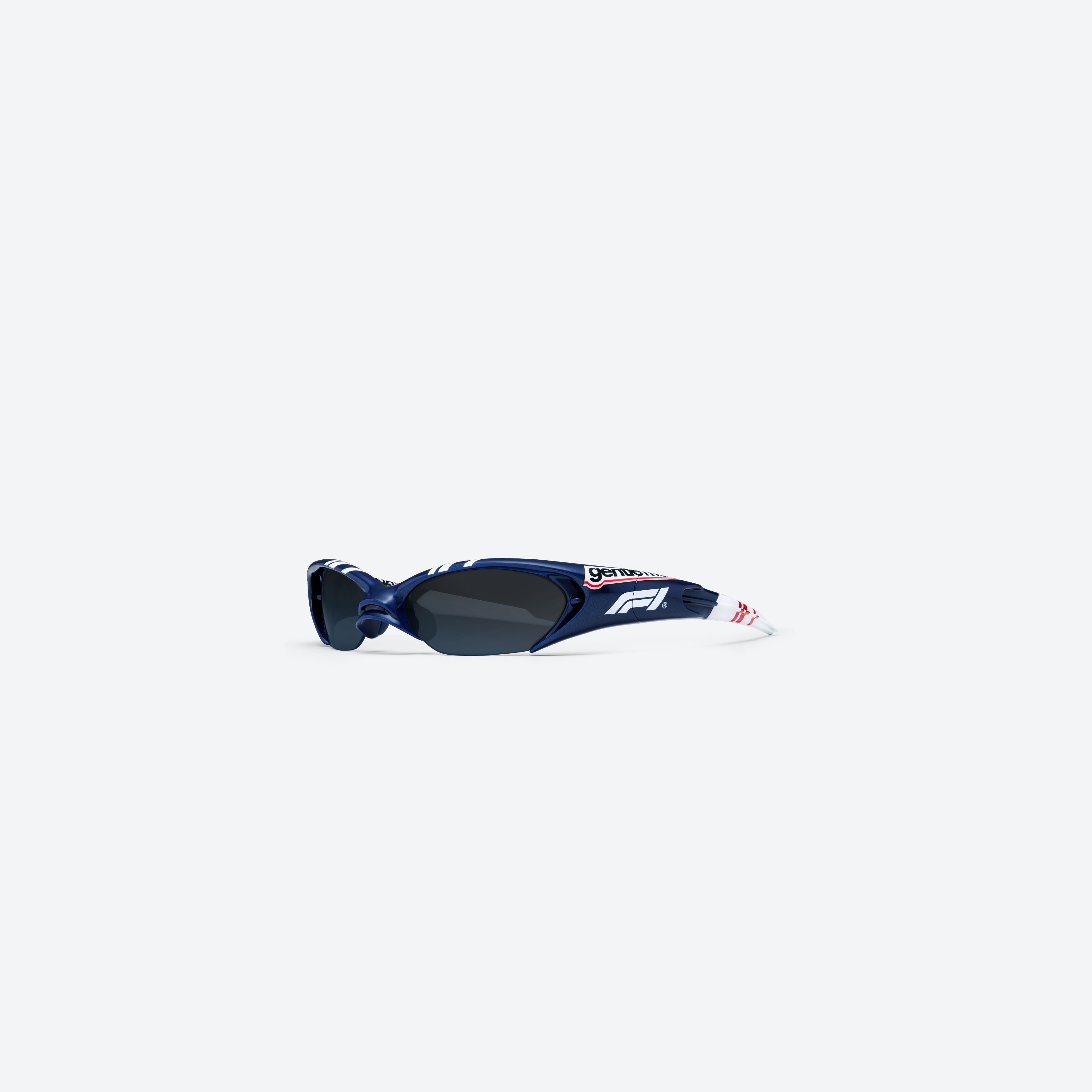 45-degree view of Gentle Monster SLIPSTREAM N8 Blue Nylon framed Wraparound sunglasses.