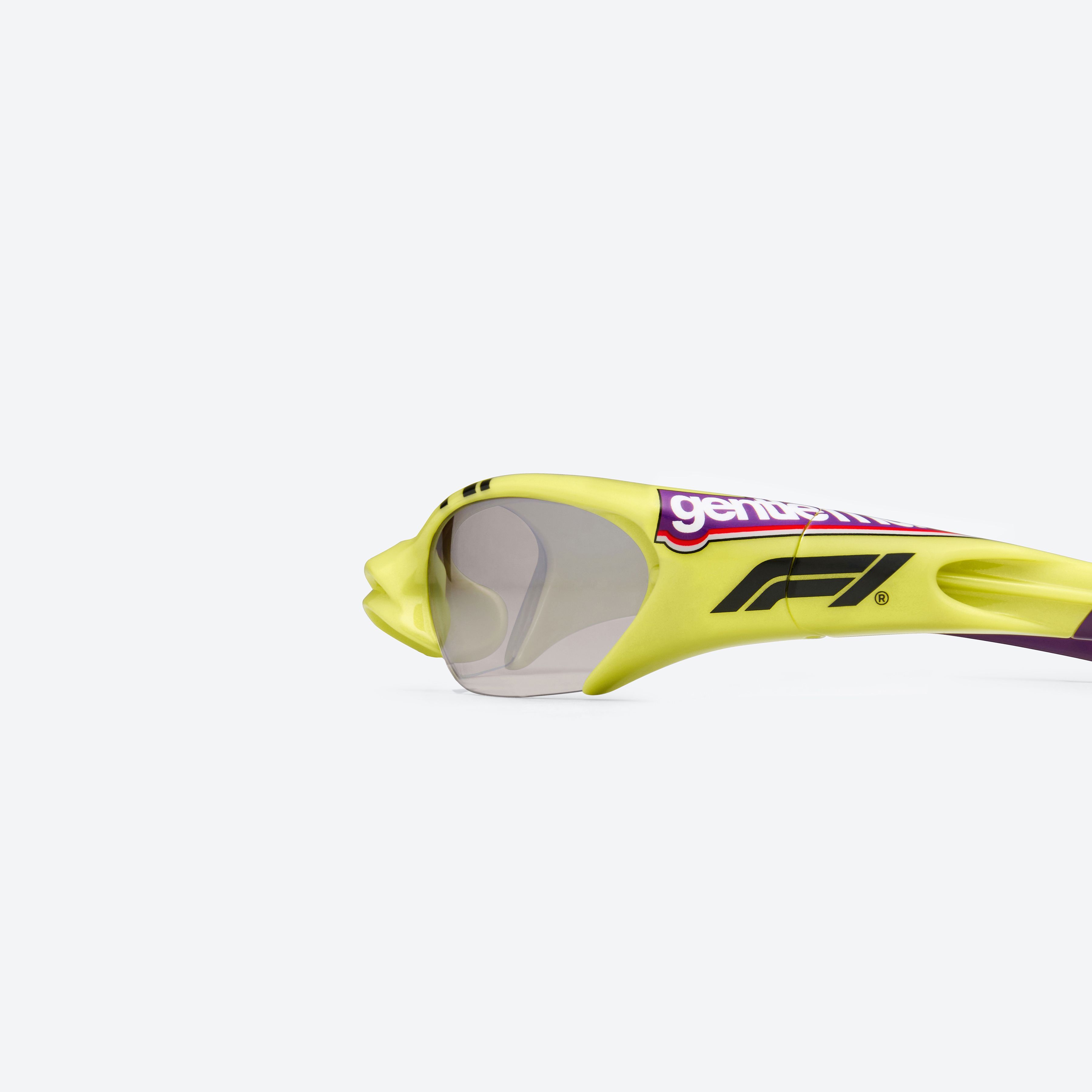 A detailed left view of Gentle Monster SLIPSTREAM GR13 Green Nylon framed Wraparound sunglasses.