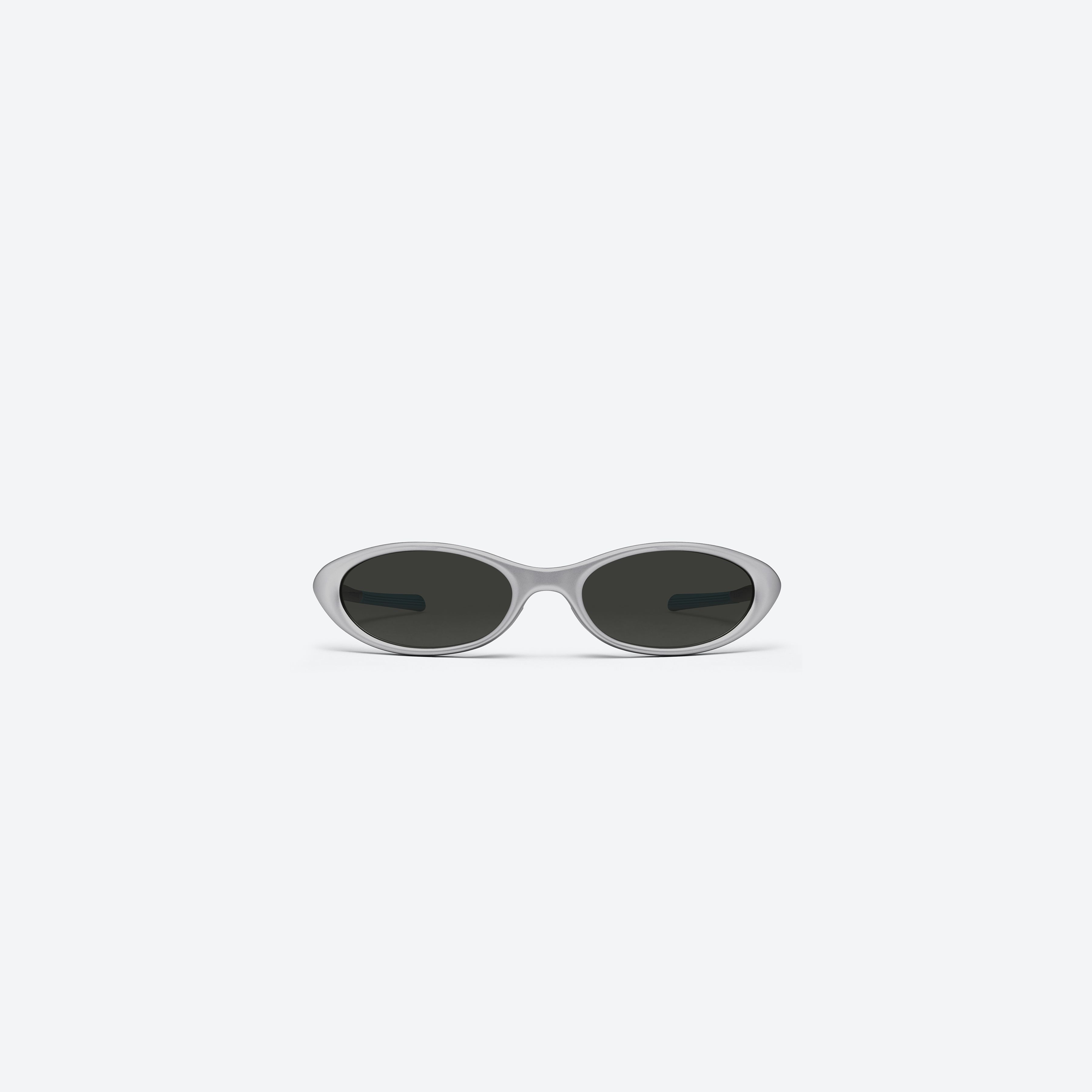A front view of Gentle Monster VELO MG21 Gray Nylon framed Wraparound sunglasses.