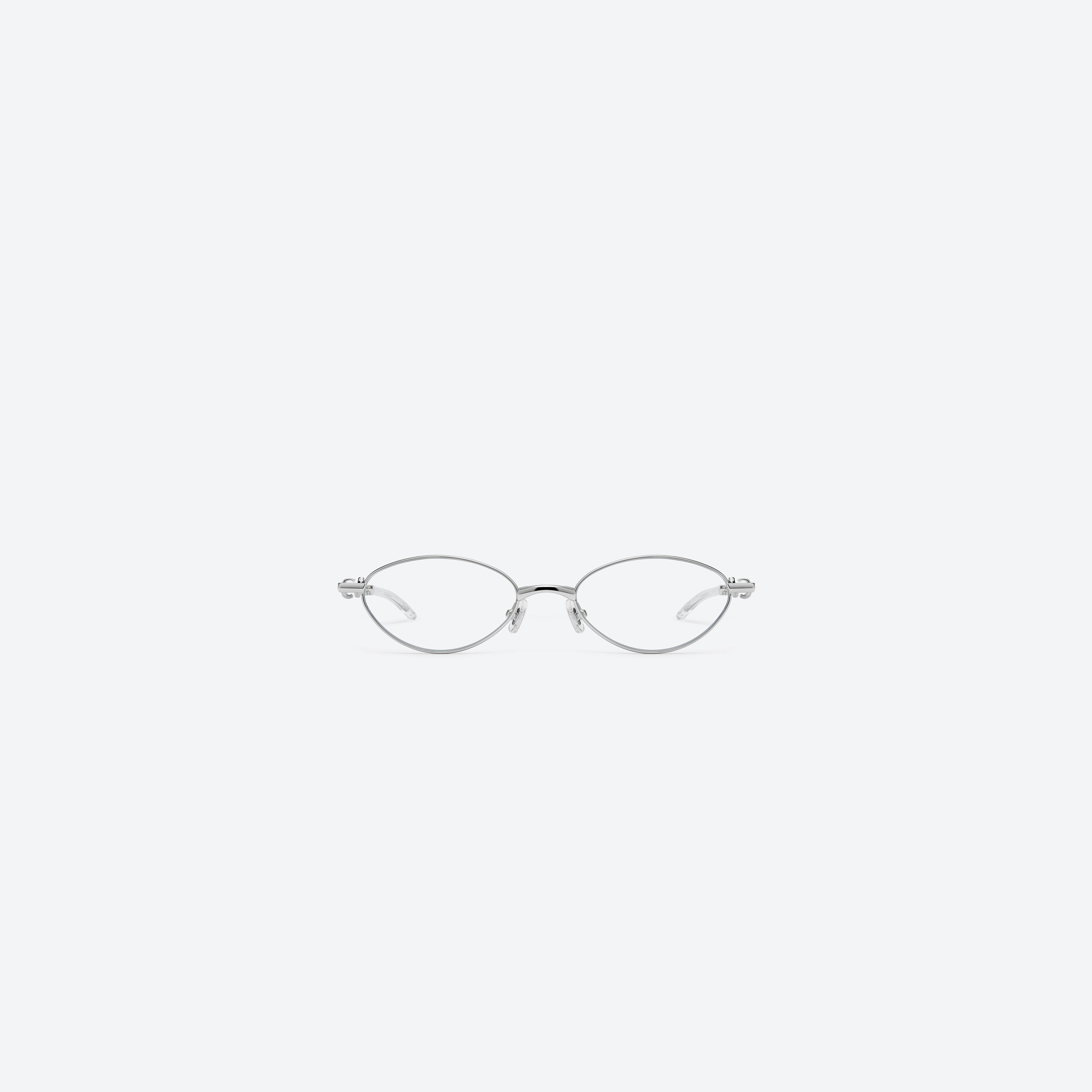 A front view of Gentle Monster Aden 02 Silver Metal framed Oval glasses.