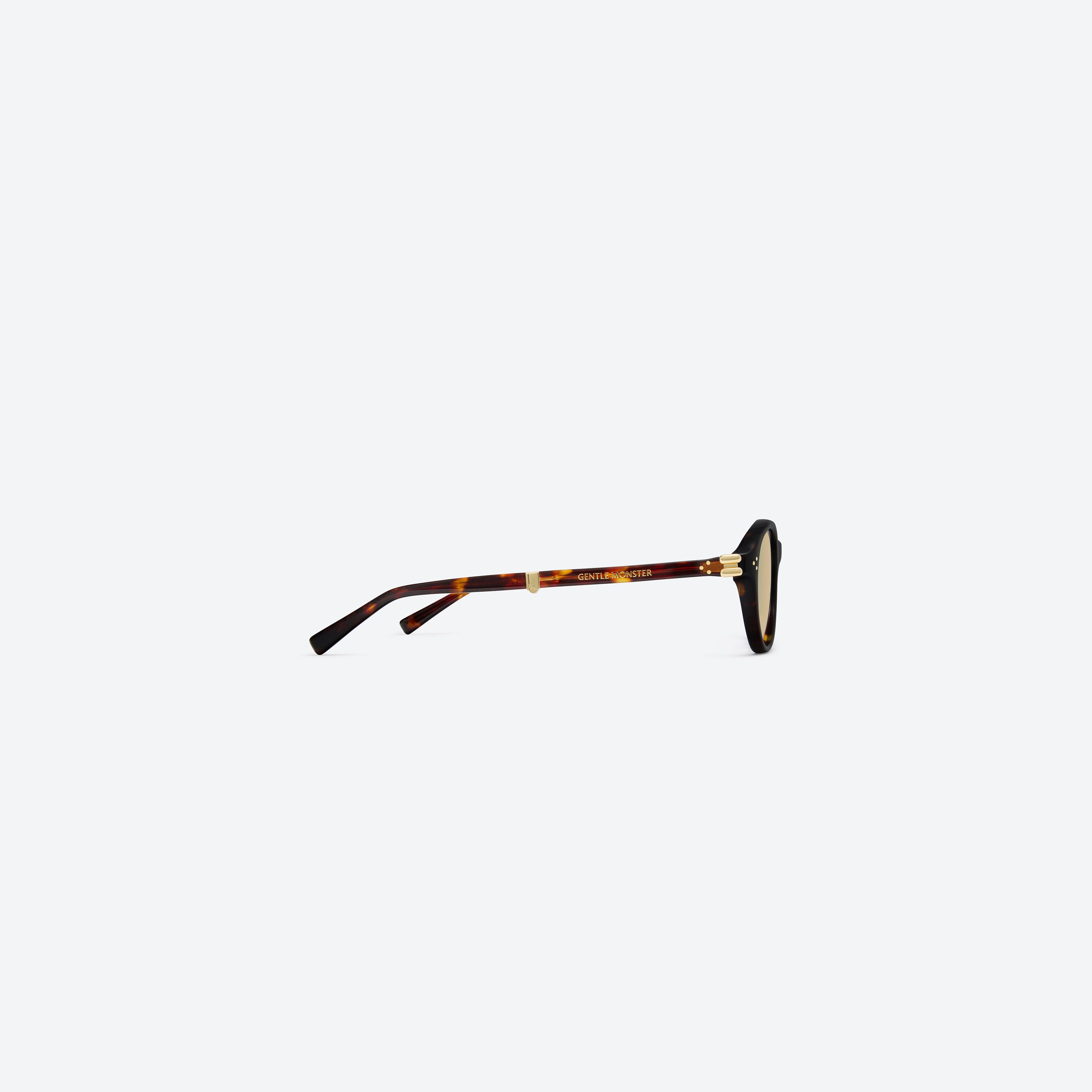 A detailed right view of Gentle Monster Harv T1 Tortoise Acetate framed Aviator sunglasses.