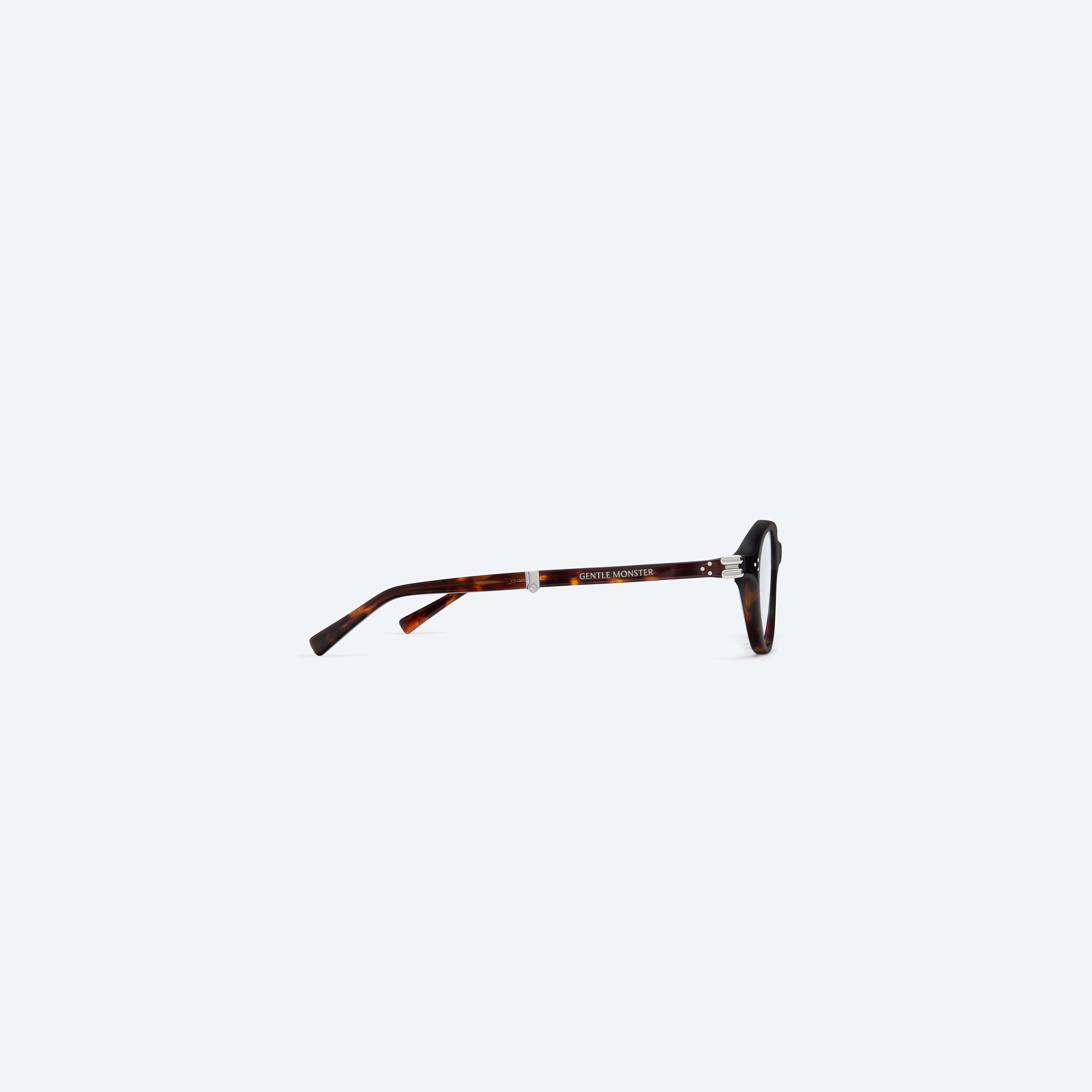 A detailed right view of Gentle Monster Harv T1(C) Tortoise Acetate framed Aviator glasses.