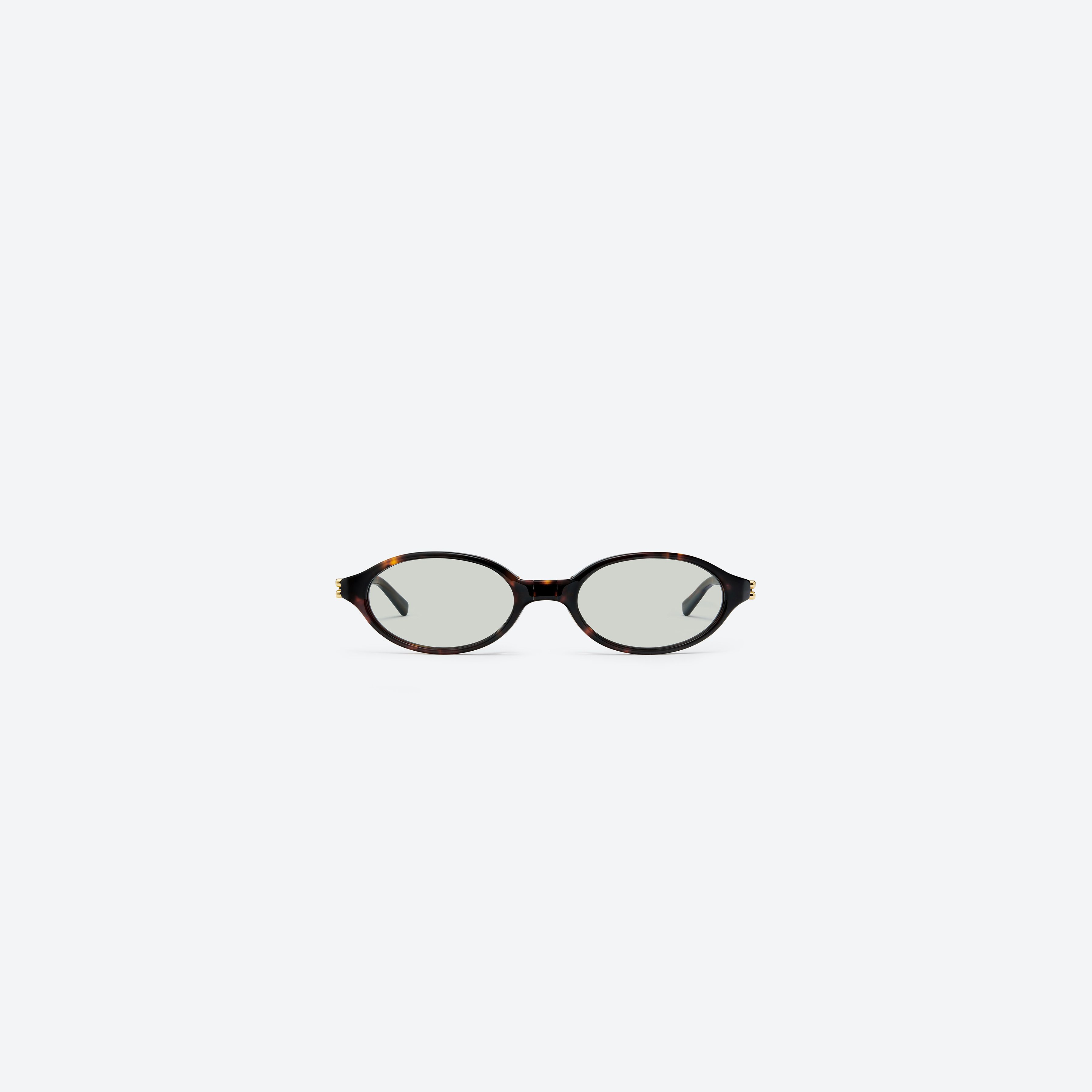 A front view of Gentle Monster Ivy T1 Tortoise Acetate framed Oval sunglasses.