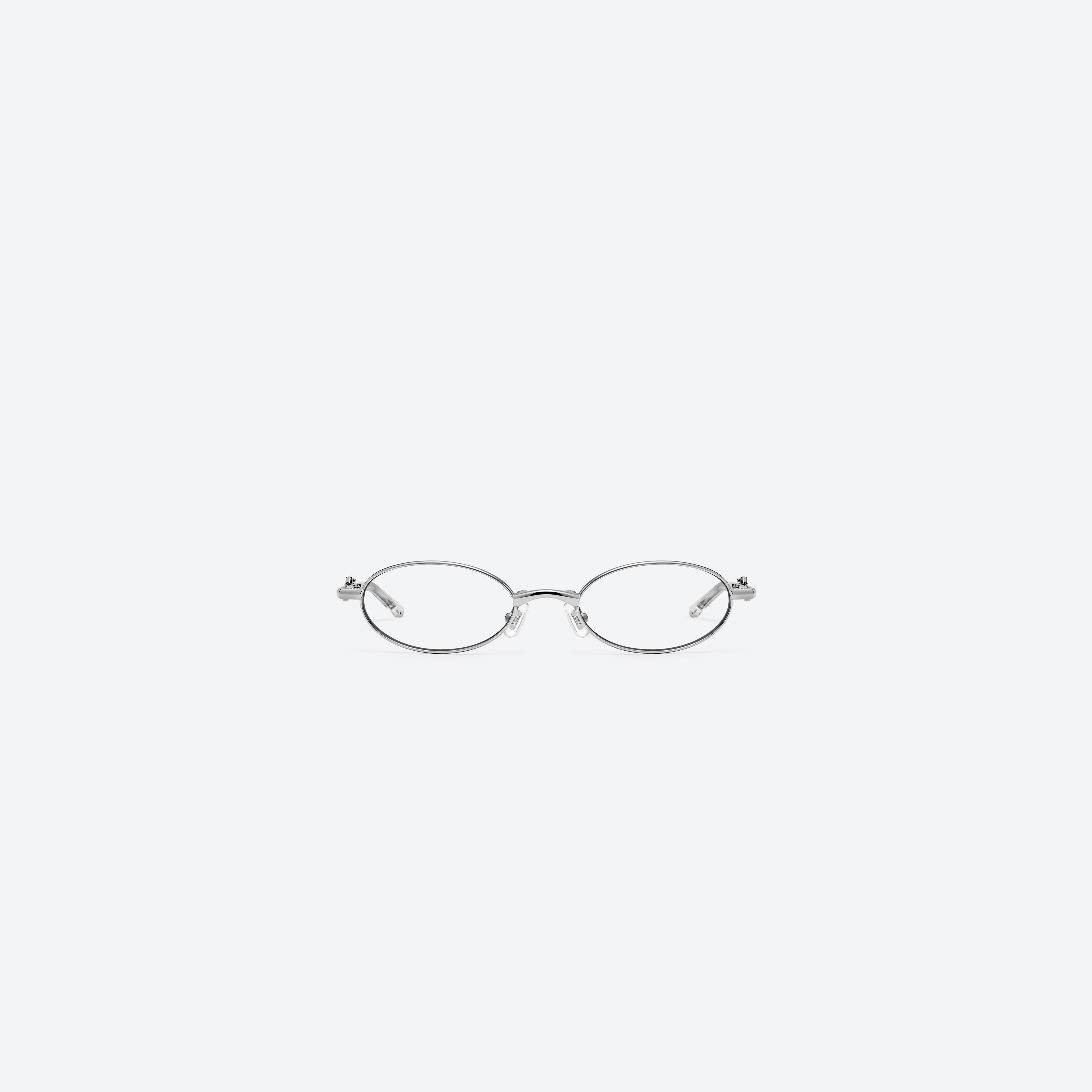 A front view of Gentle Monster Radi 02 Silver Metal framed Oval glasses.