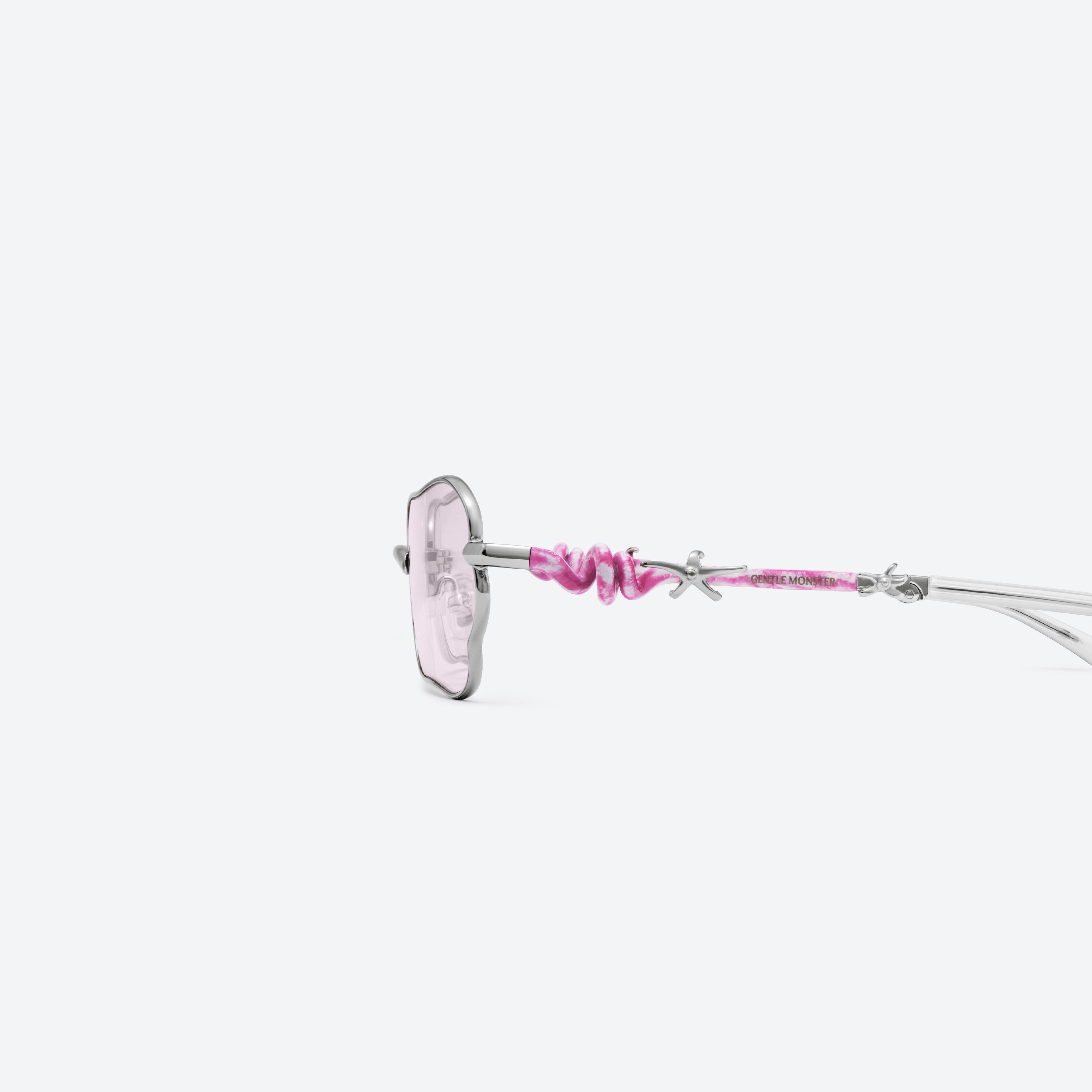 A detailed left view of Gentle Monster Tofi 02(R) Silver Metal framed Square sunglasses.