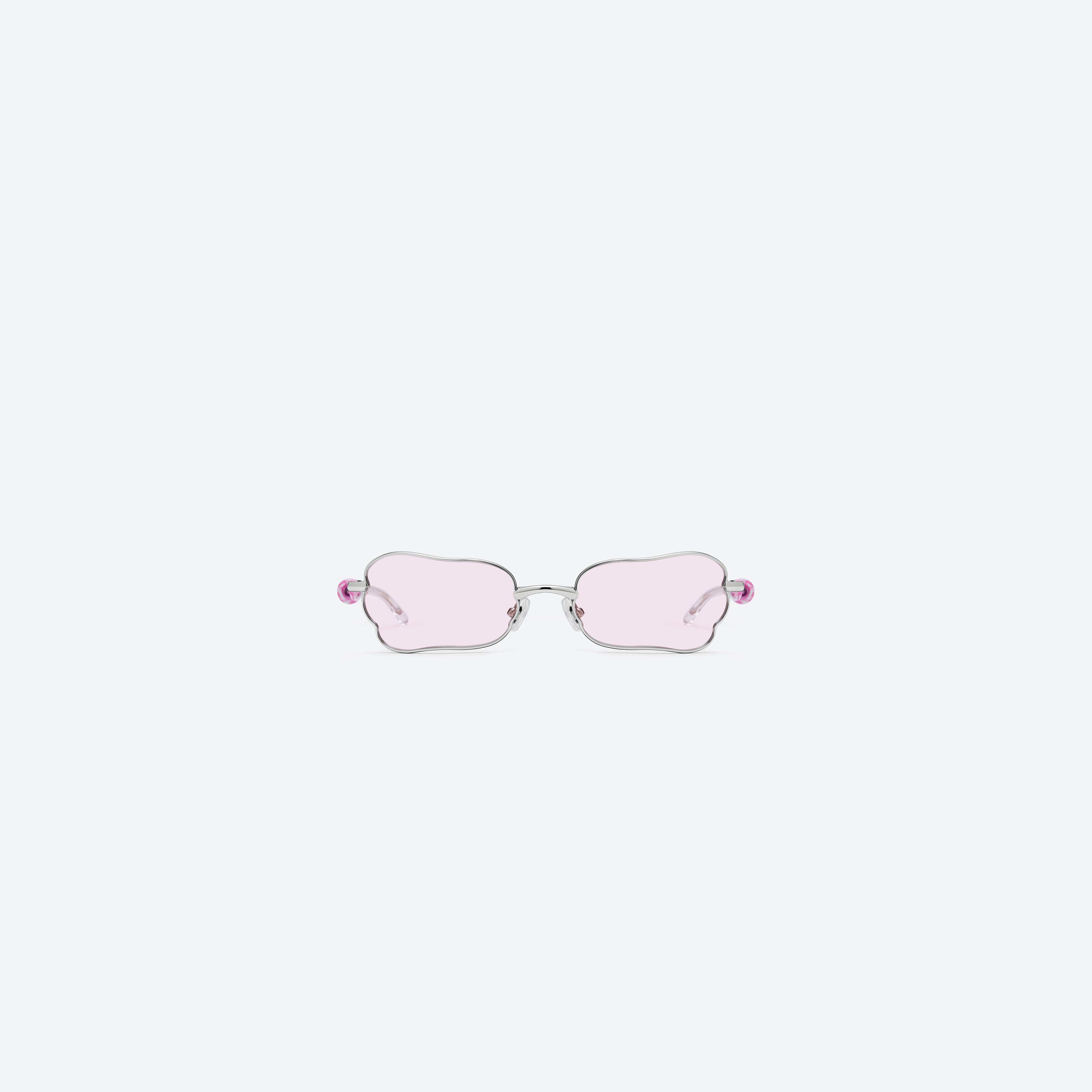 A front view of Gentle Monster Tofi 02(R) Silver Metal framed Square sunglasses.