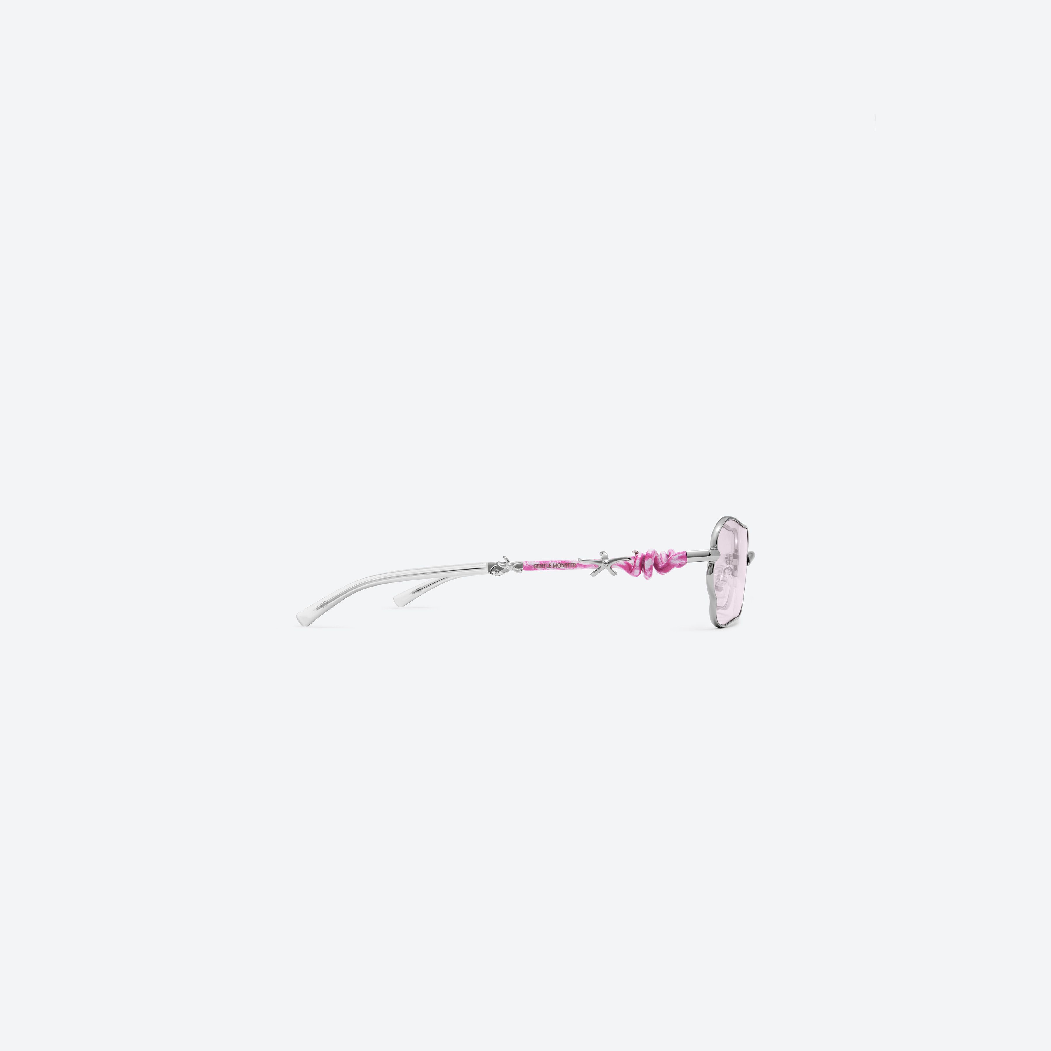 A detailed right view of Gentle Monster Tofi 02(R) Silver Metal framed Square sunglasses.