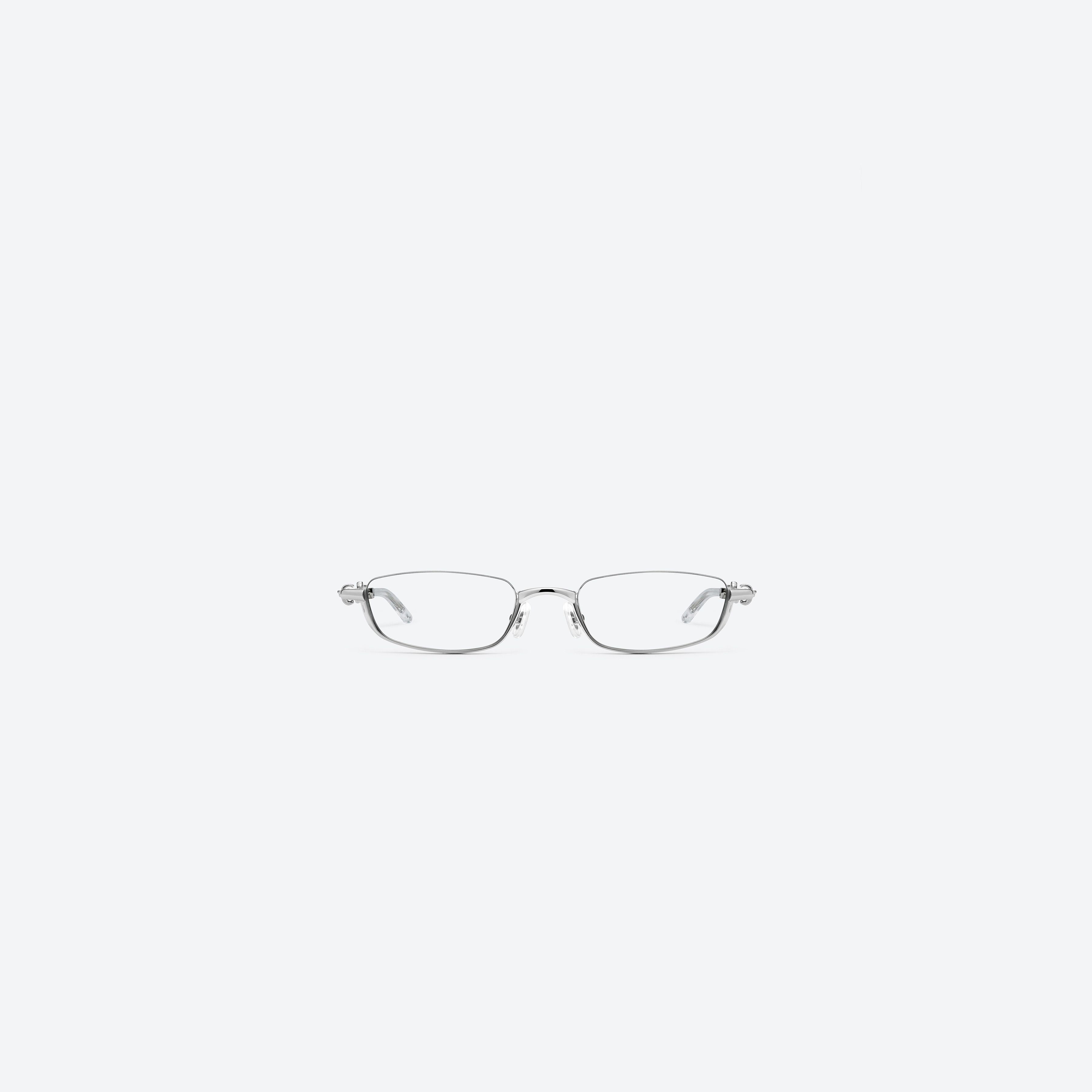 A front view of Gentle Monster Vert 02 Silver Metal framed Square glasses.