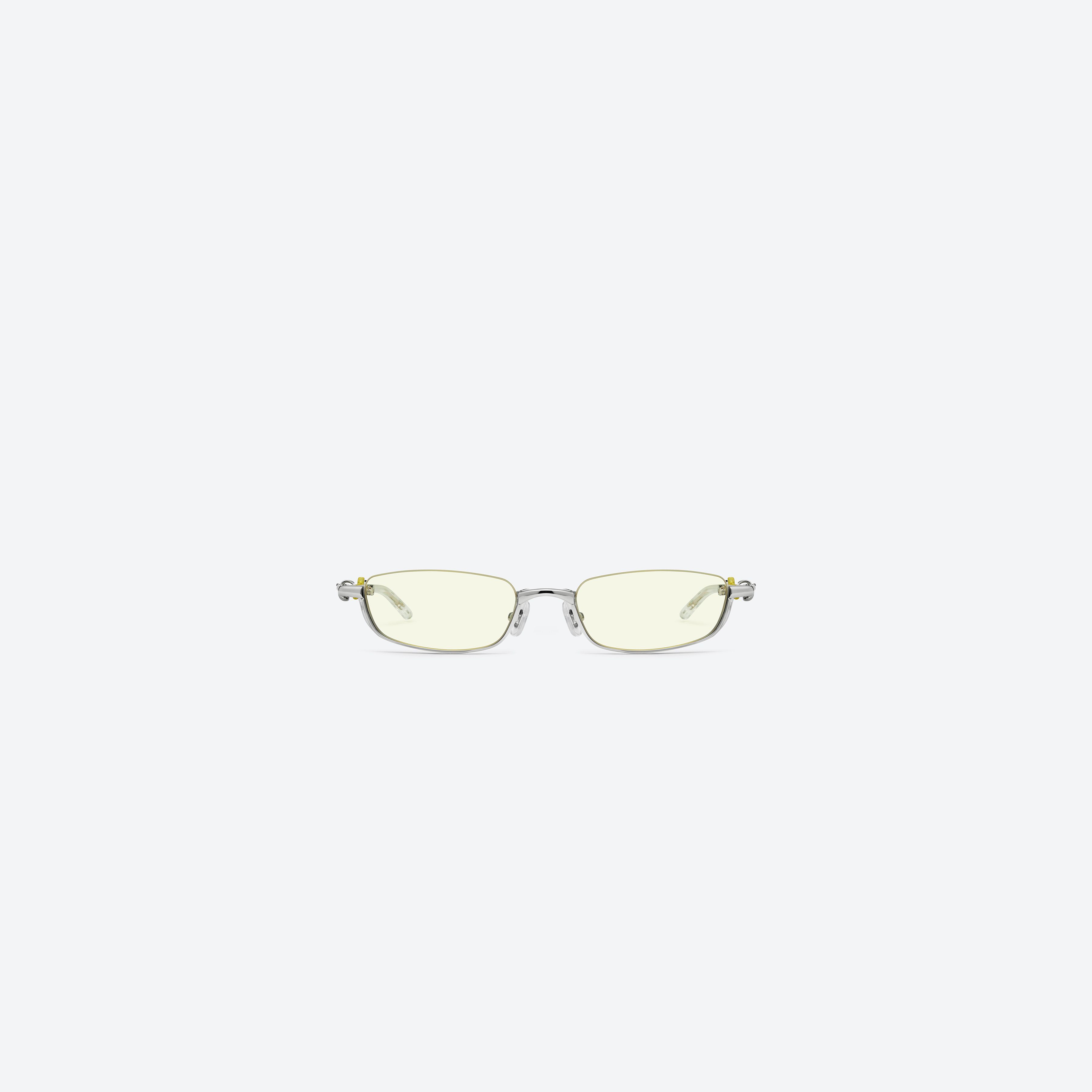 A front view of Gentle Monster Vert 02(Y) Silver Metal framed Square sunglasses.