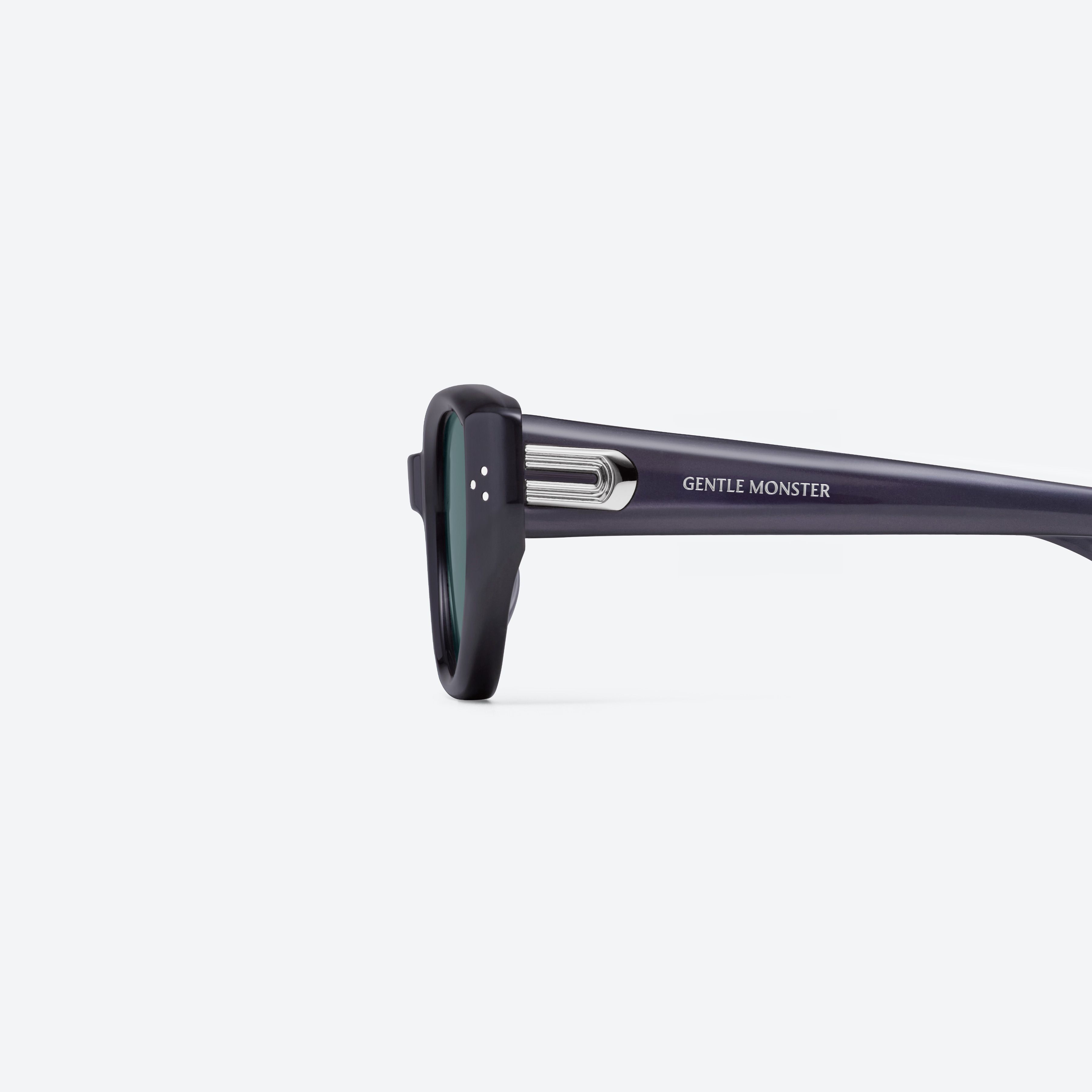 A detailed left view of Gentle Monster Boni G11(BL) Similar Gray Acetate framed Cat-eye sunglasses.