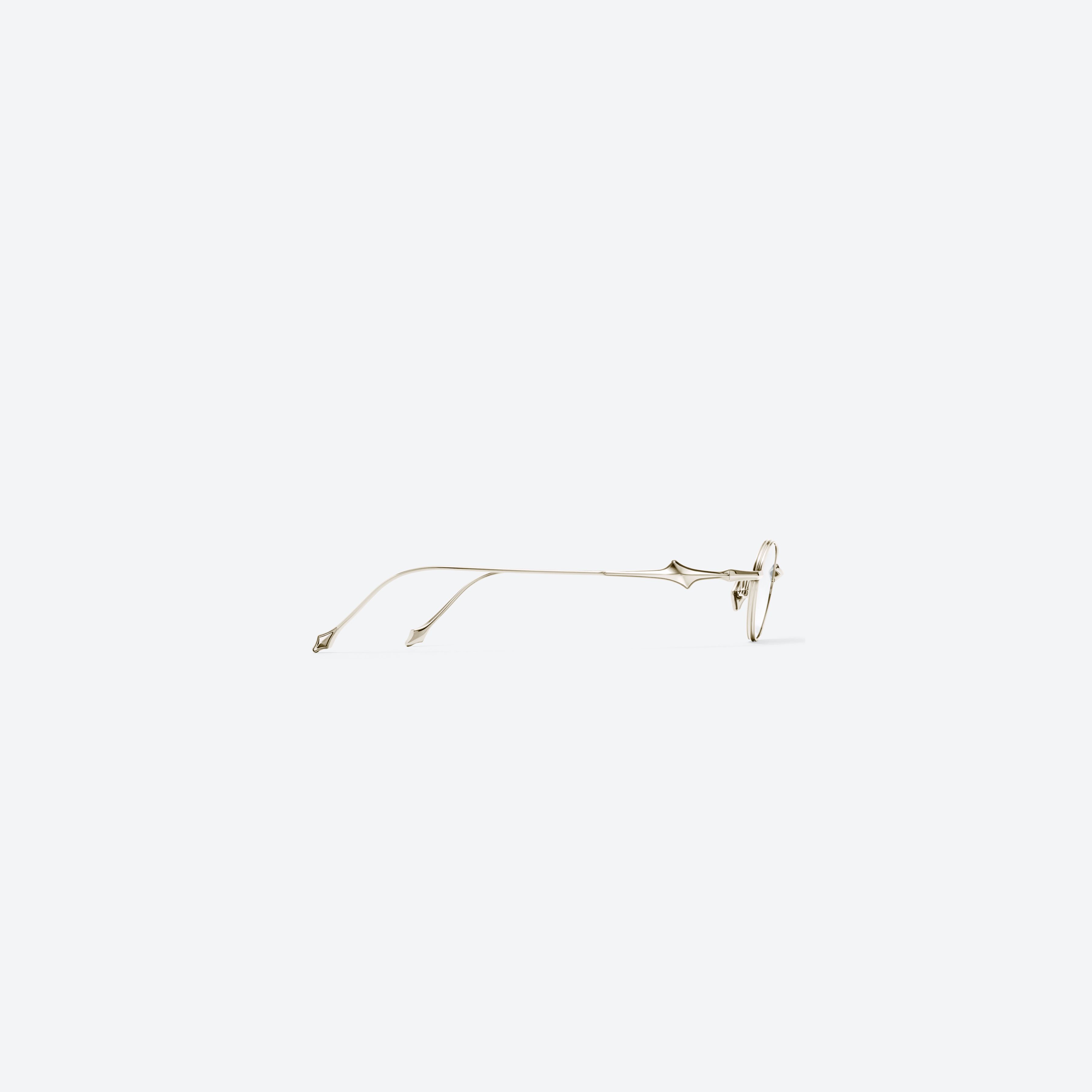 A detailed right view of Gentle Monster Eden 037 Gold Metal framed Oval glasses.