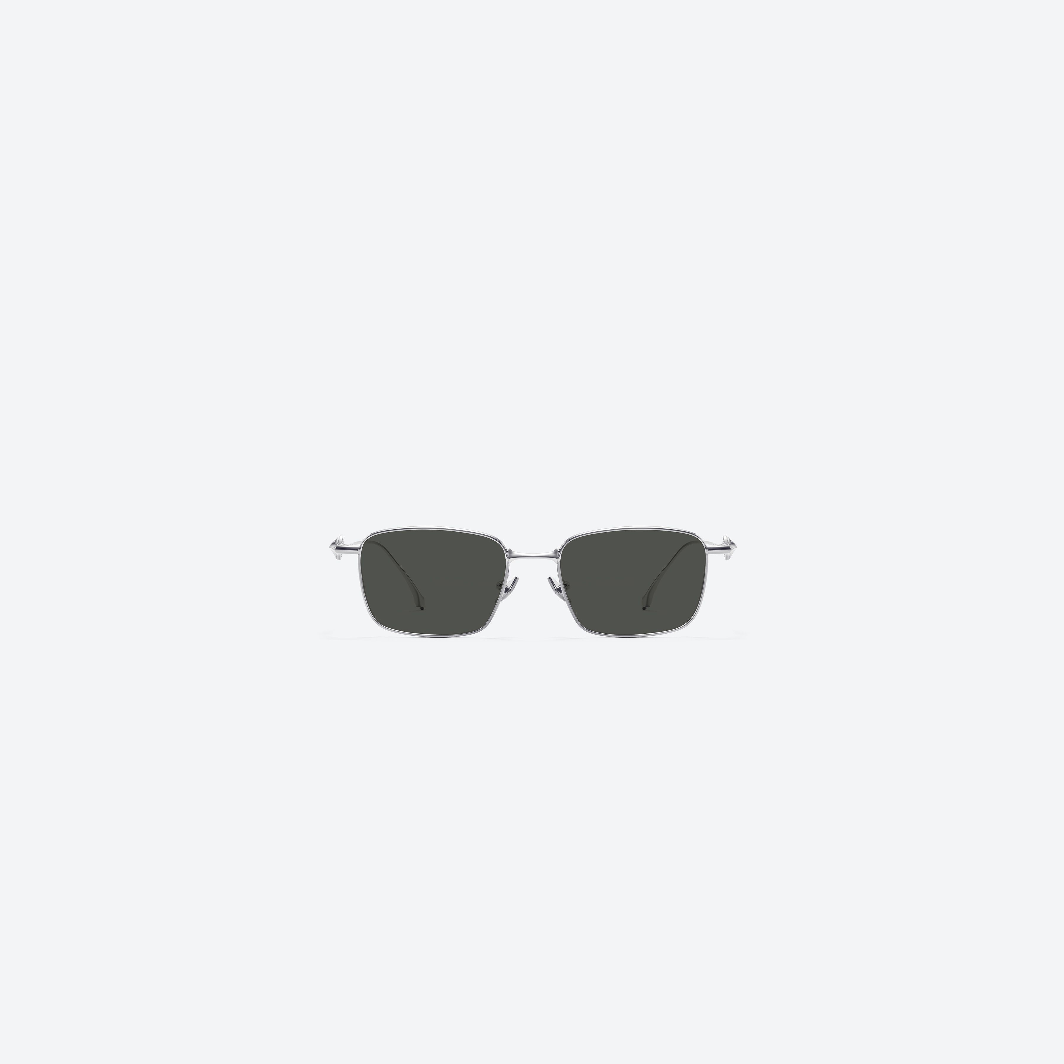 A front view of Gentle Monster Vanta 02(G) Silver Metal framed Square sunglasses.