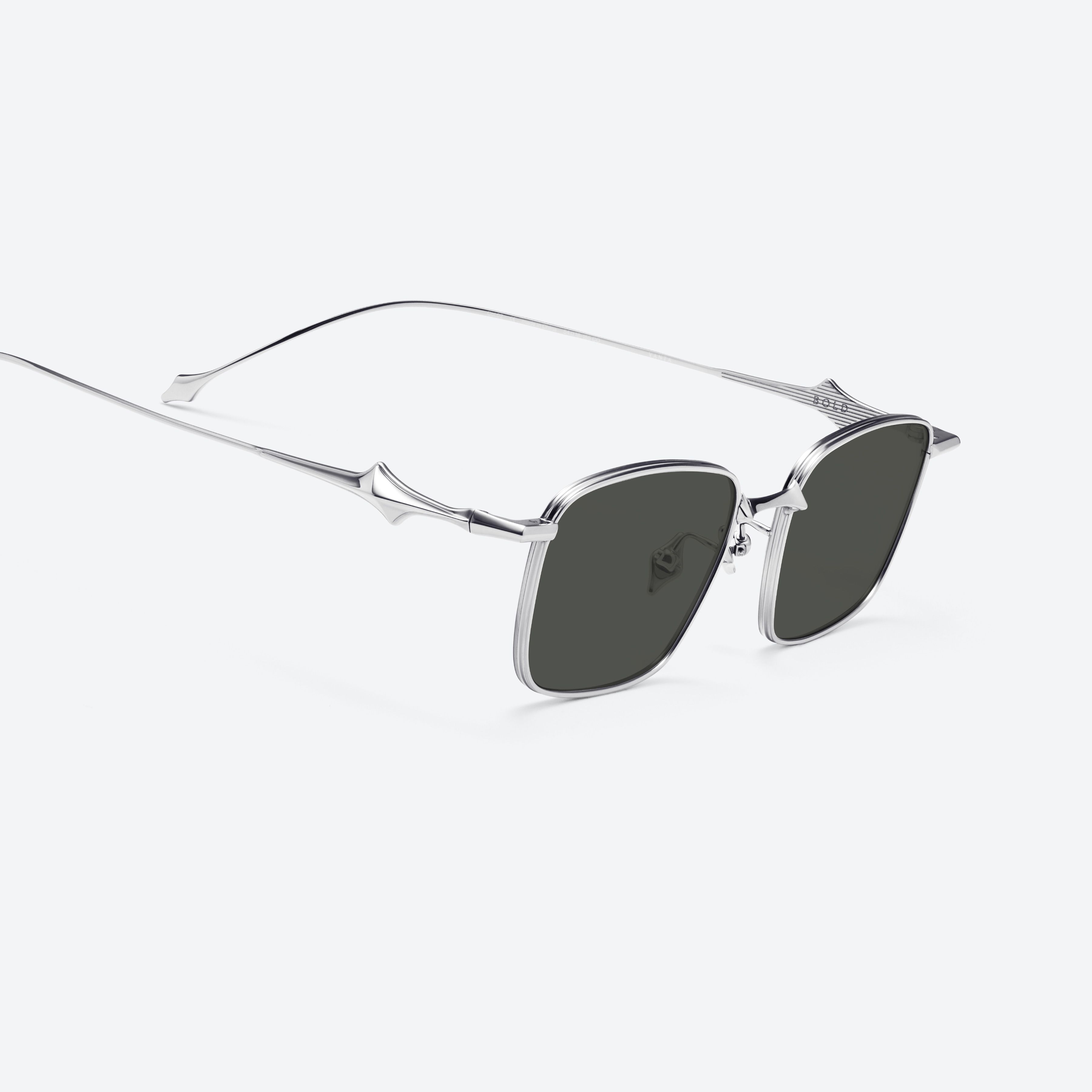 45-degree detailed view of Gentle Monster Vanta 02(G) Silver Metal framed Square sunglasses.