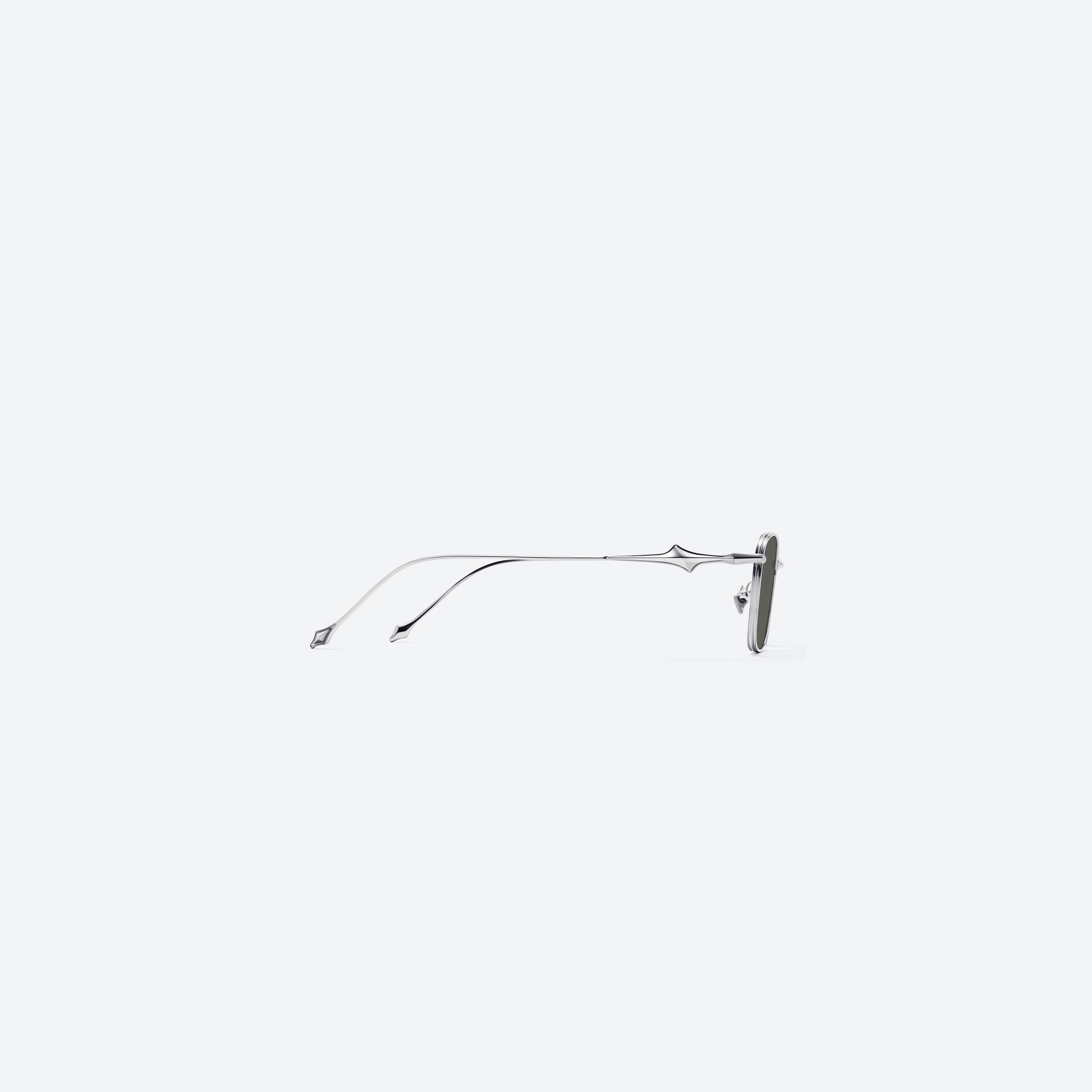 A detailed right view of Gentle Monster Vanta 02(G) Silver Metal framed Square sunglasses.