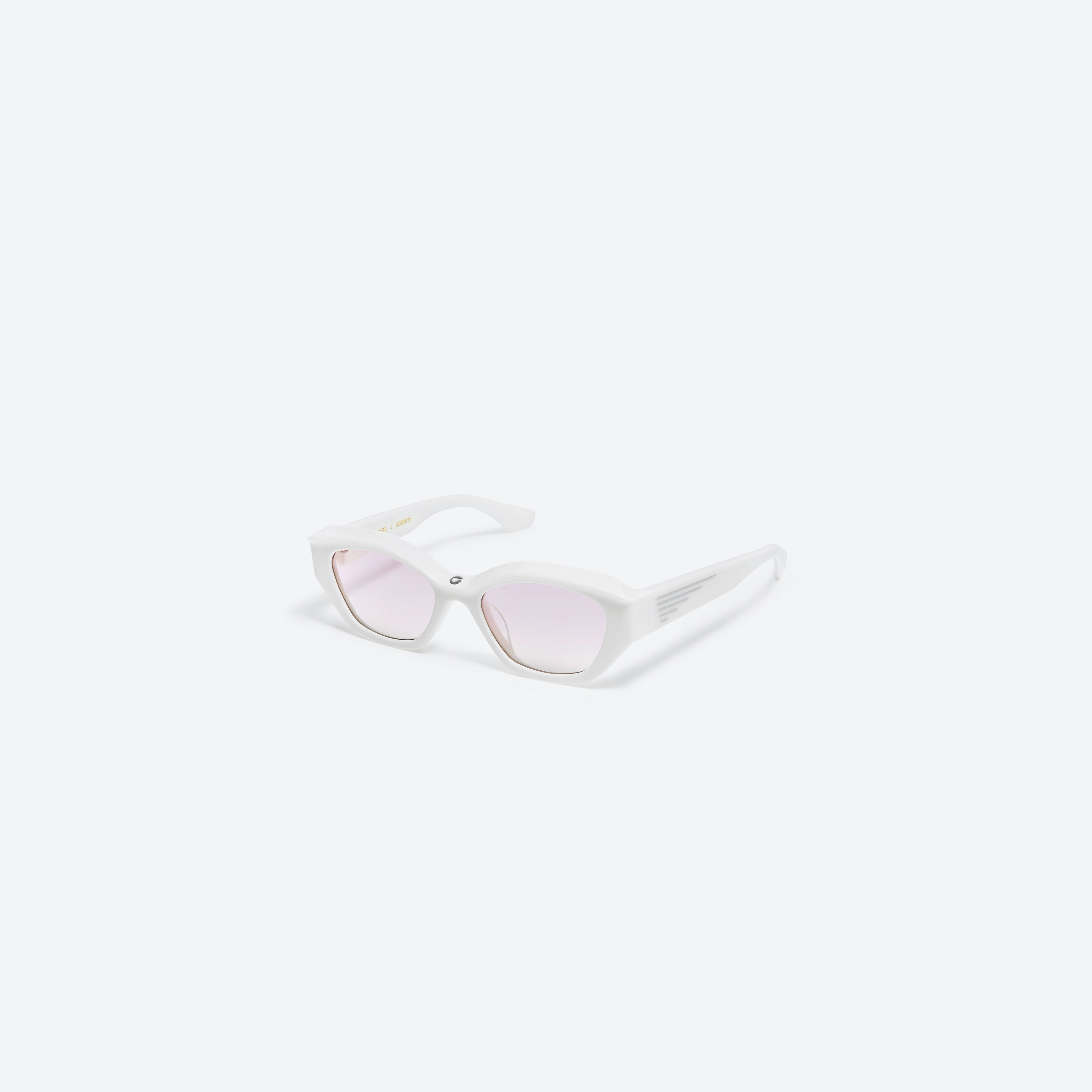 45-degree view of Gentle Monster Coperni - 5G W1 White Acetate framed Wraparound sunglasses.