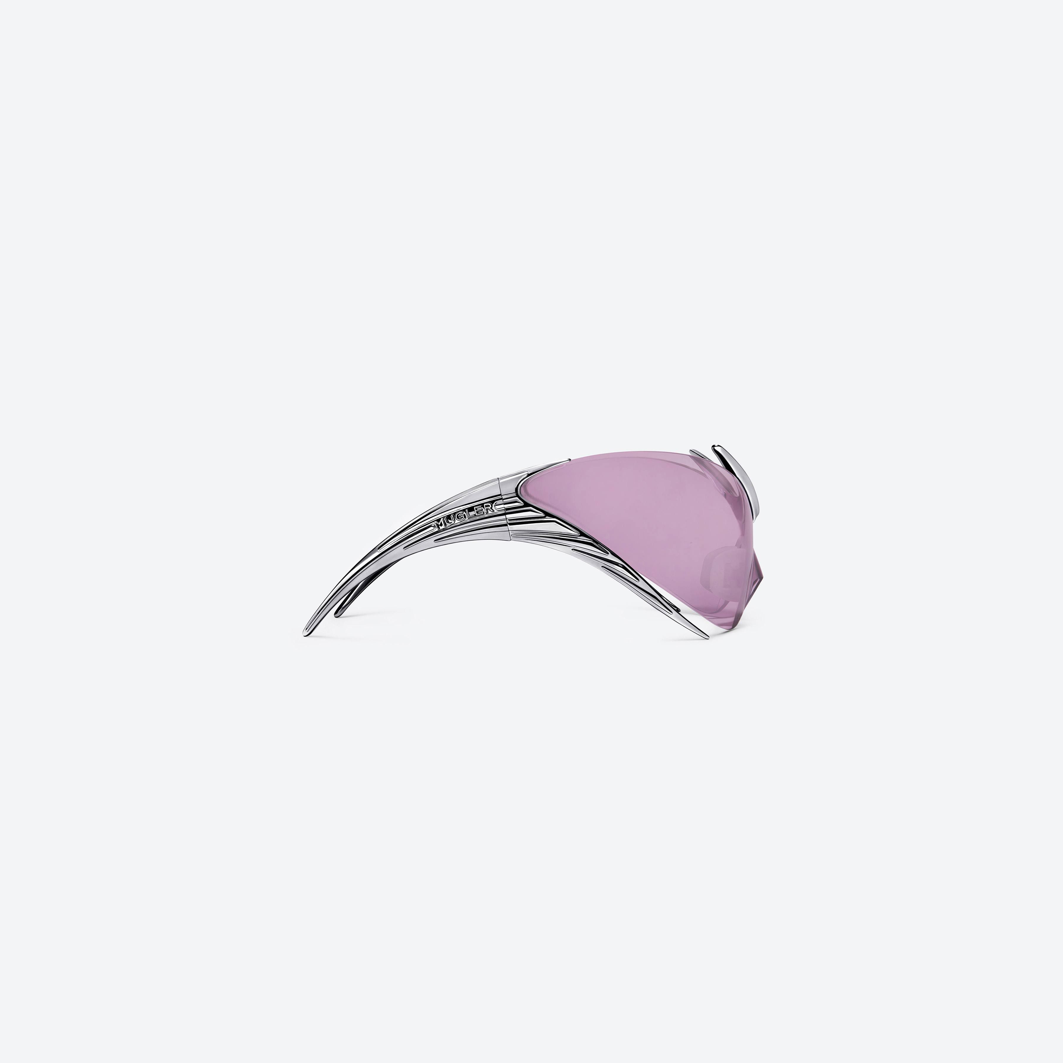 A detailed right view of Gentle Monster Mugler - Spiral 01 CS1 Silver Nylon framed Wraparound sunglasses.
