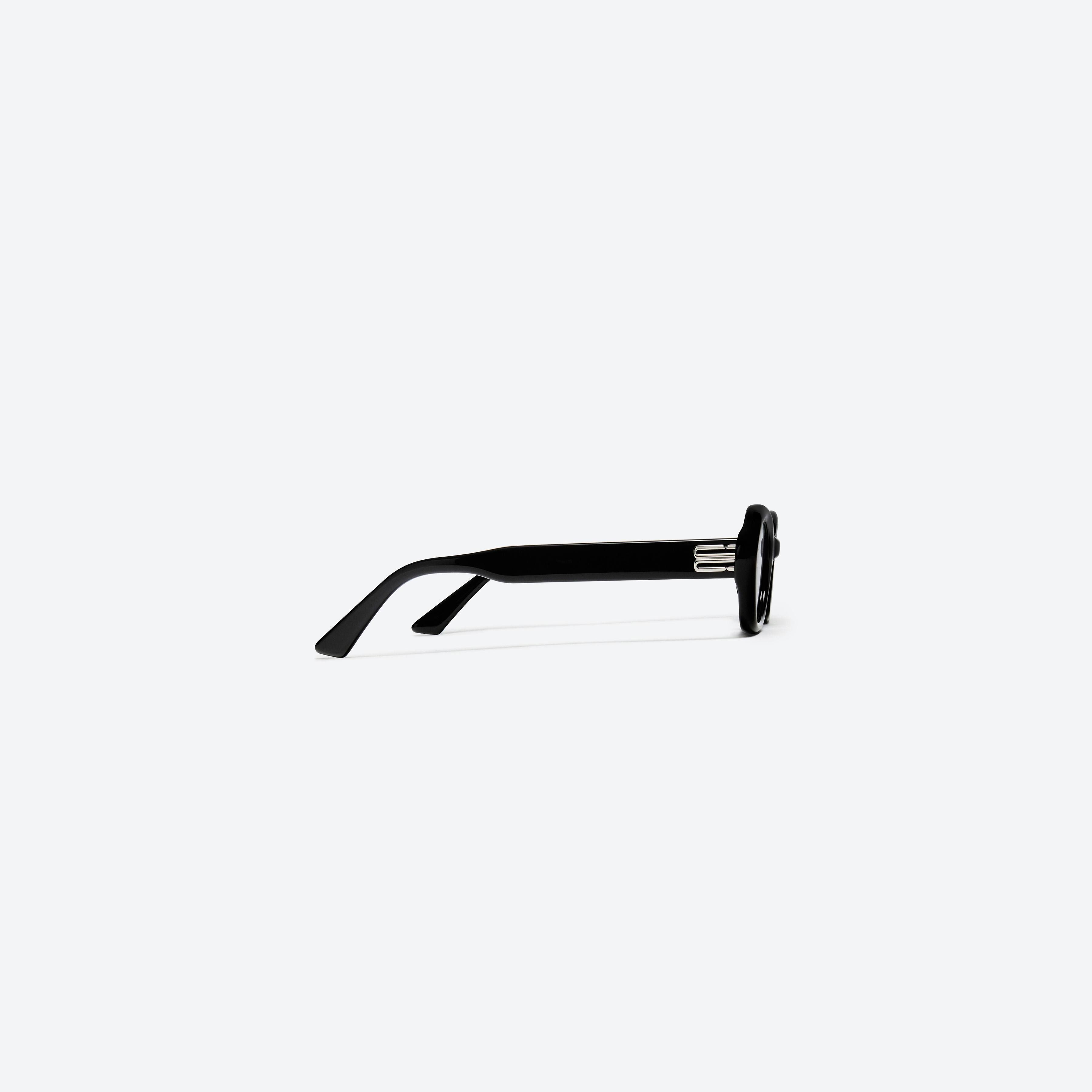 A detailed right view of Gentle Monster Helix 01 Black Acetate framed Oval sunglasses.