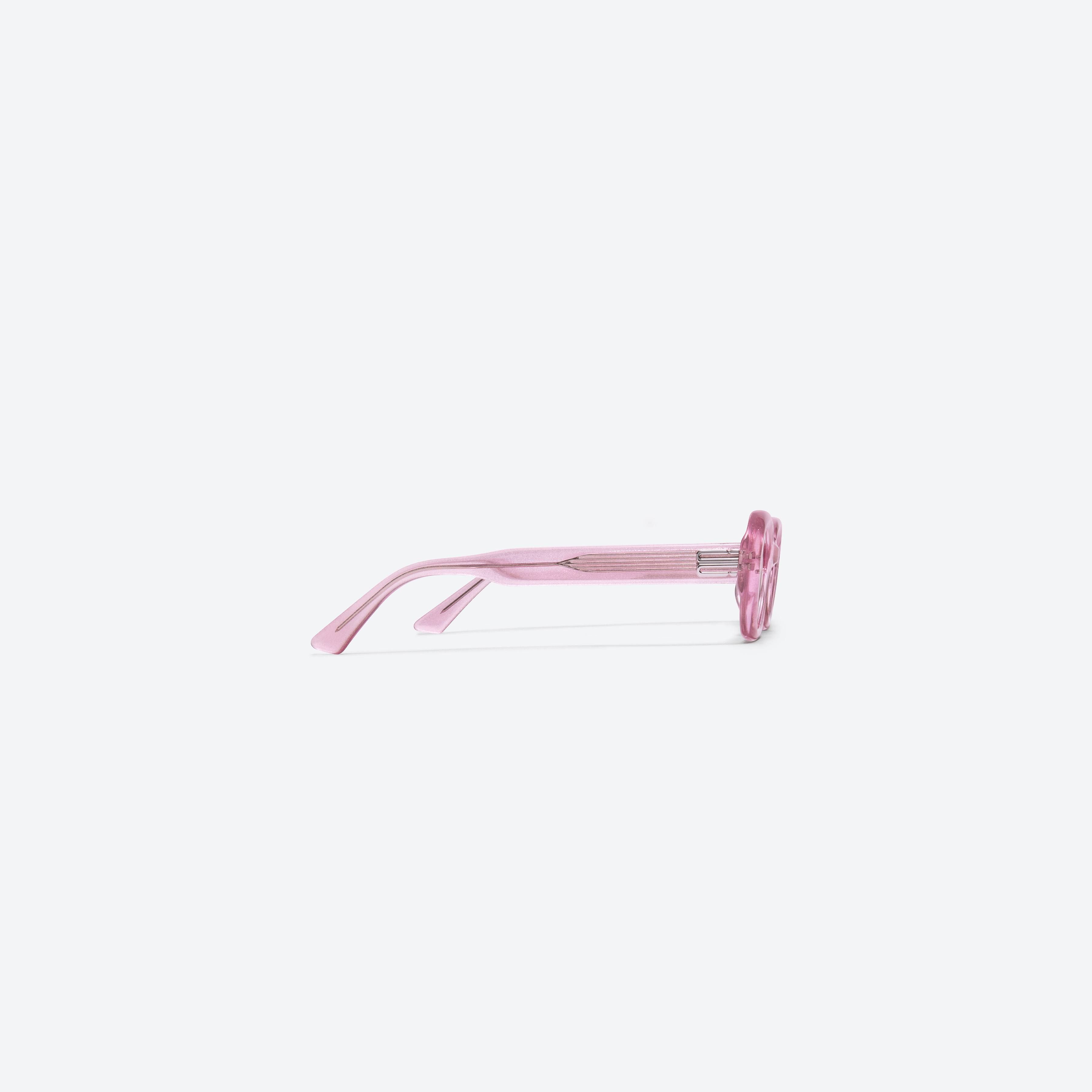 A detailed right view of Gentle Monster Helix PC6 Pink Acetate framed Oval sunglasses.