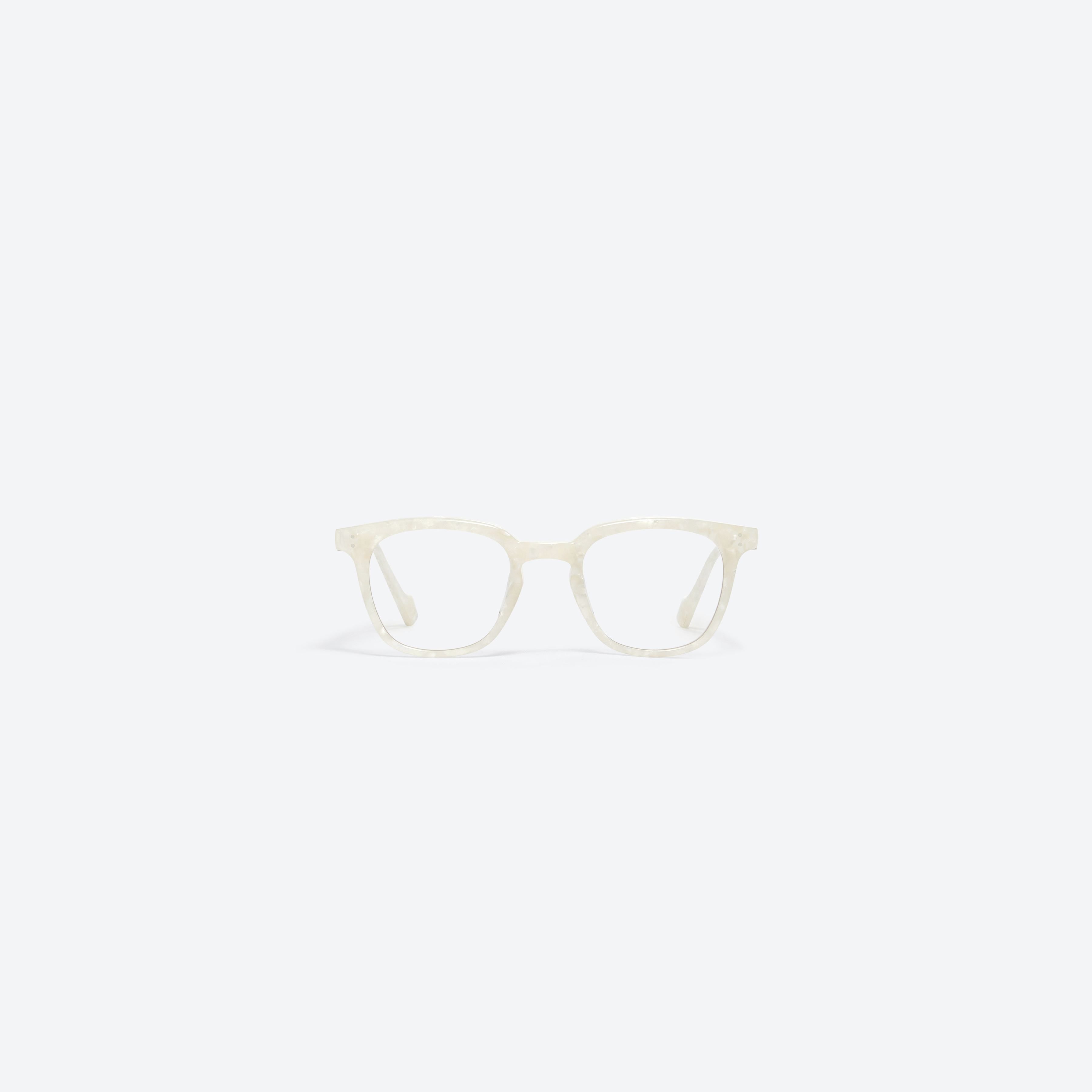 A front view of Gentle Monster Jennie - Zen WD2 White Mixed framed Square glasses.