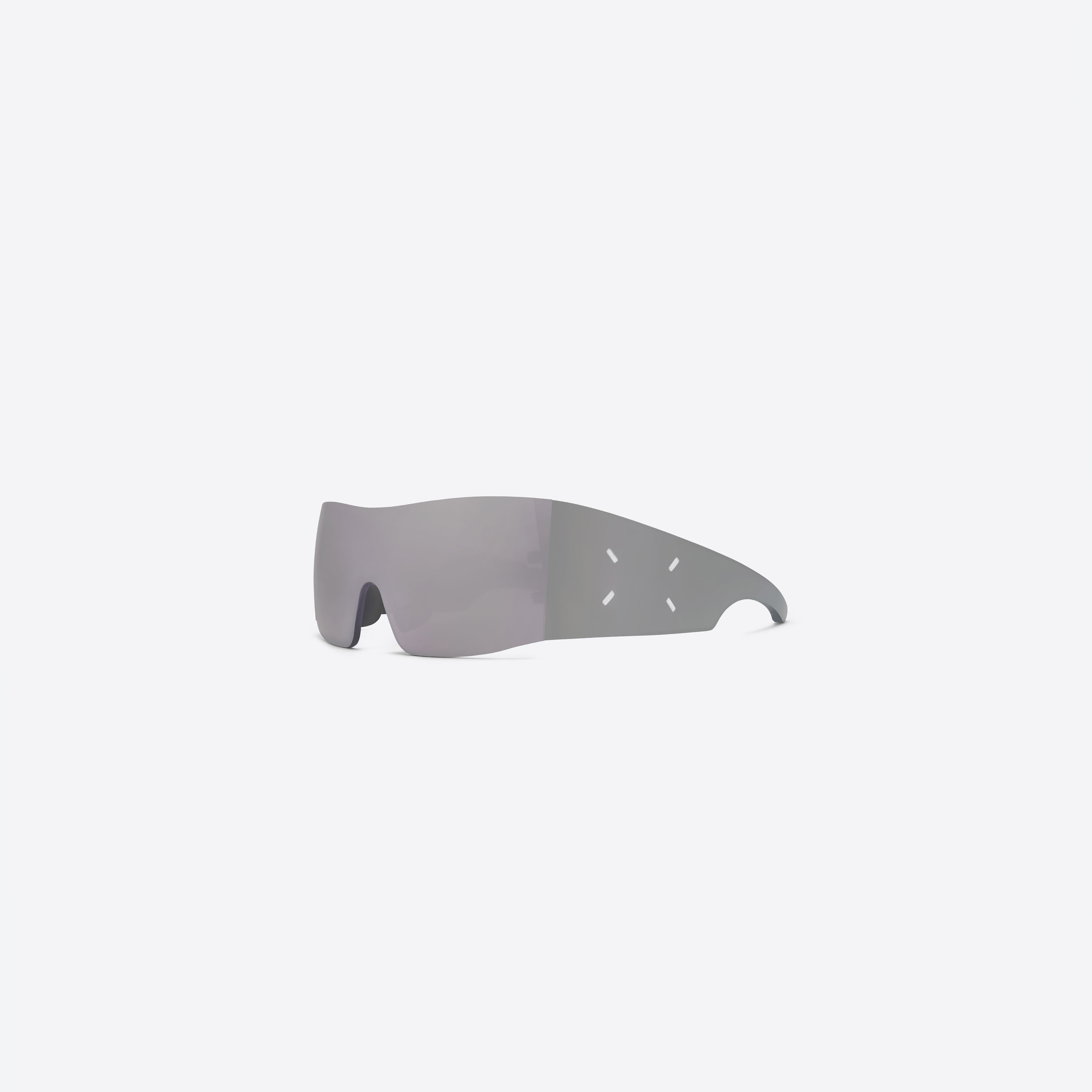 45-degree view of Gentle Monster Maison Margiela - MM201 MSV1 Silver Nylon framed Wraparound sunglasses.