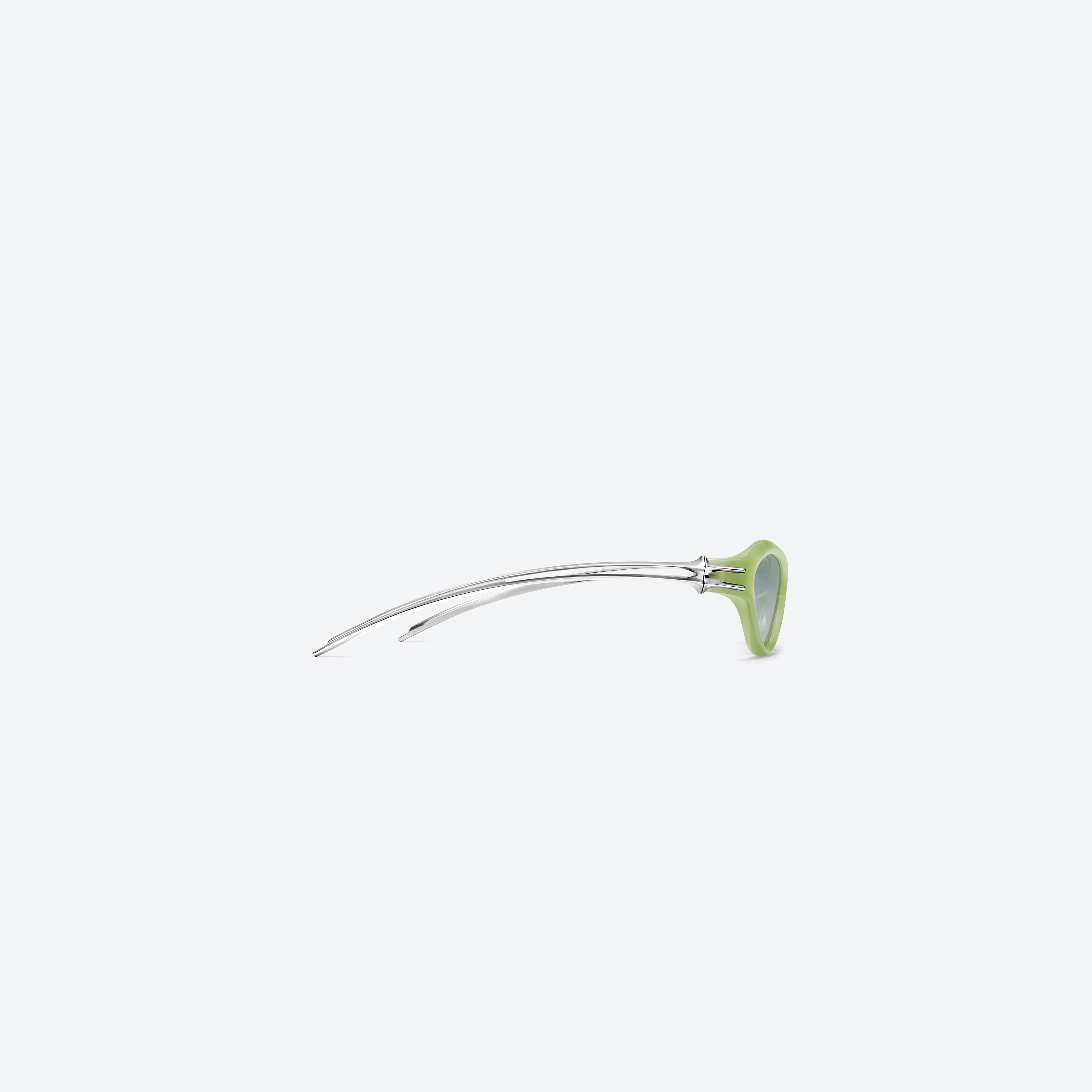 A detailed right view of Gentle Monster Sequence GRC6 Green Mixed framed Wraparound sunglasses.