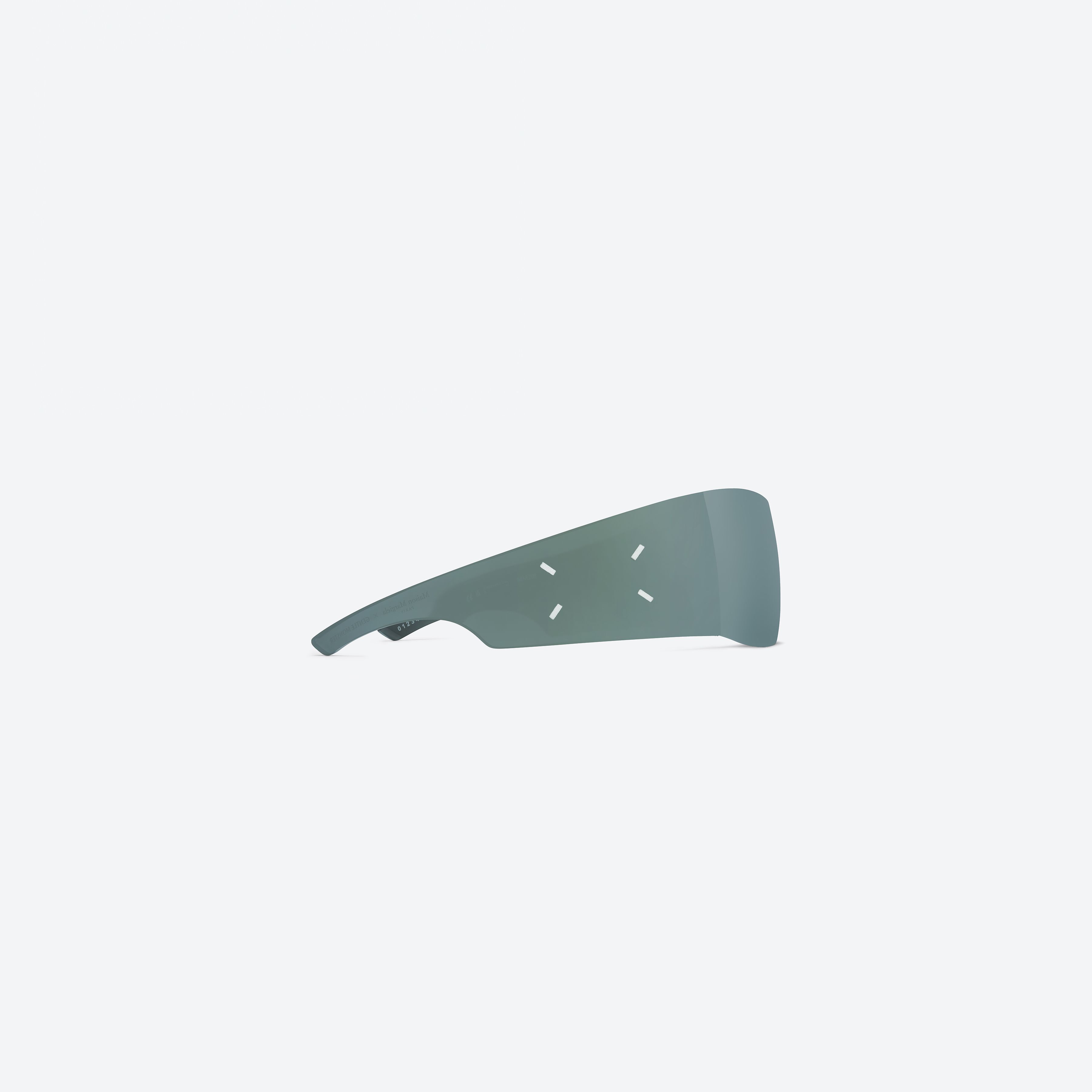 A detailed right view of Gentle Monster Maison Margiela - MM201 MGR1 Green Nylon framed Wraparound sunglasses.
