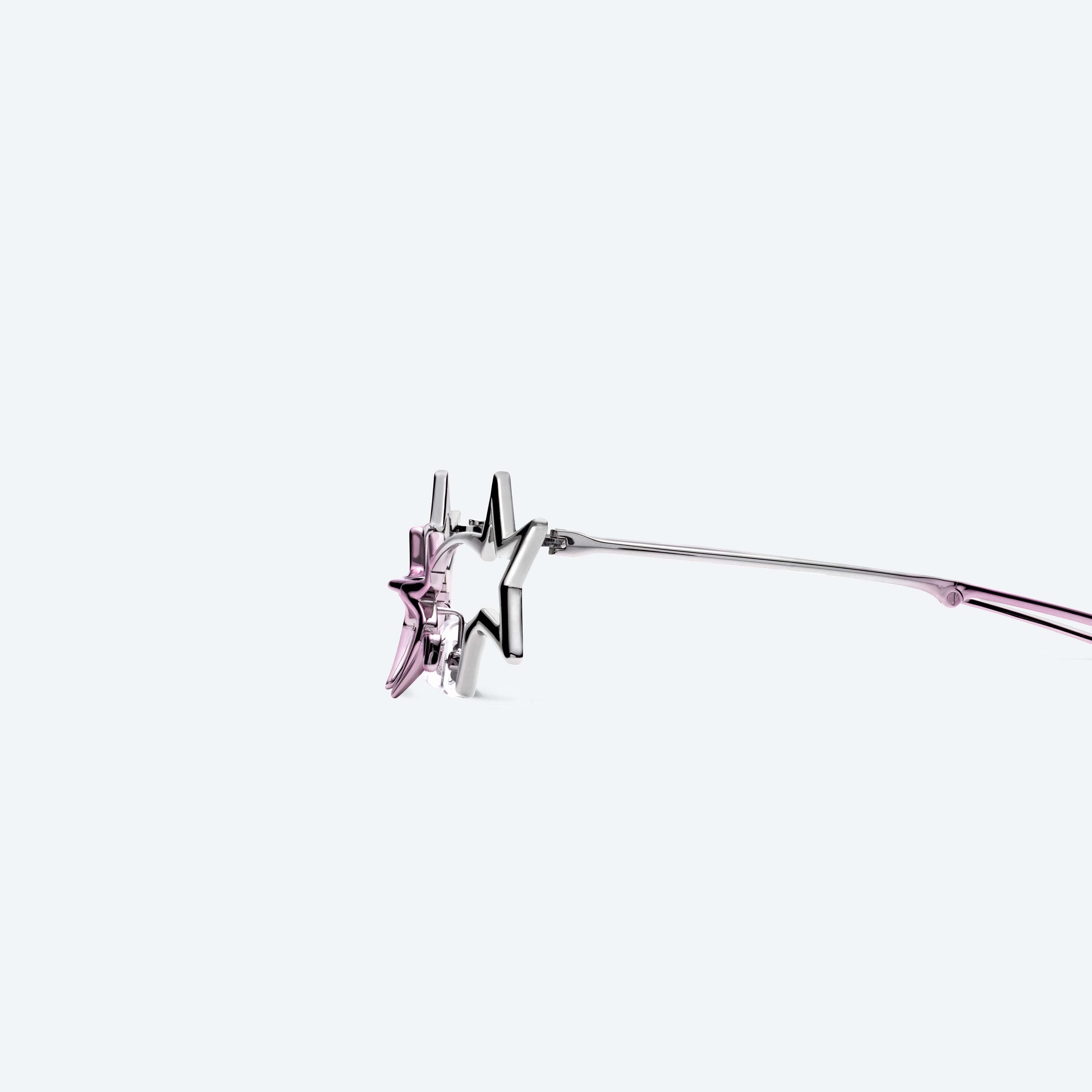 A detailed left view of Gentle Monster Milky Way 02P Silver Metal framed Cat-eye glasses.