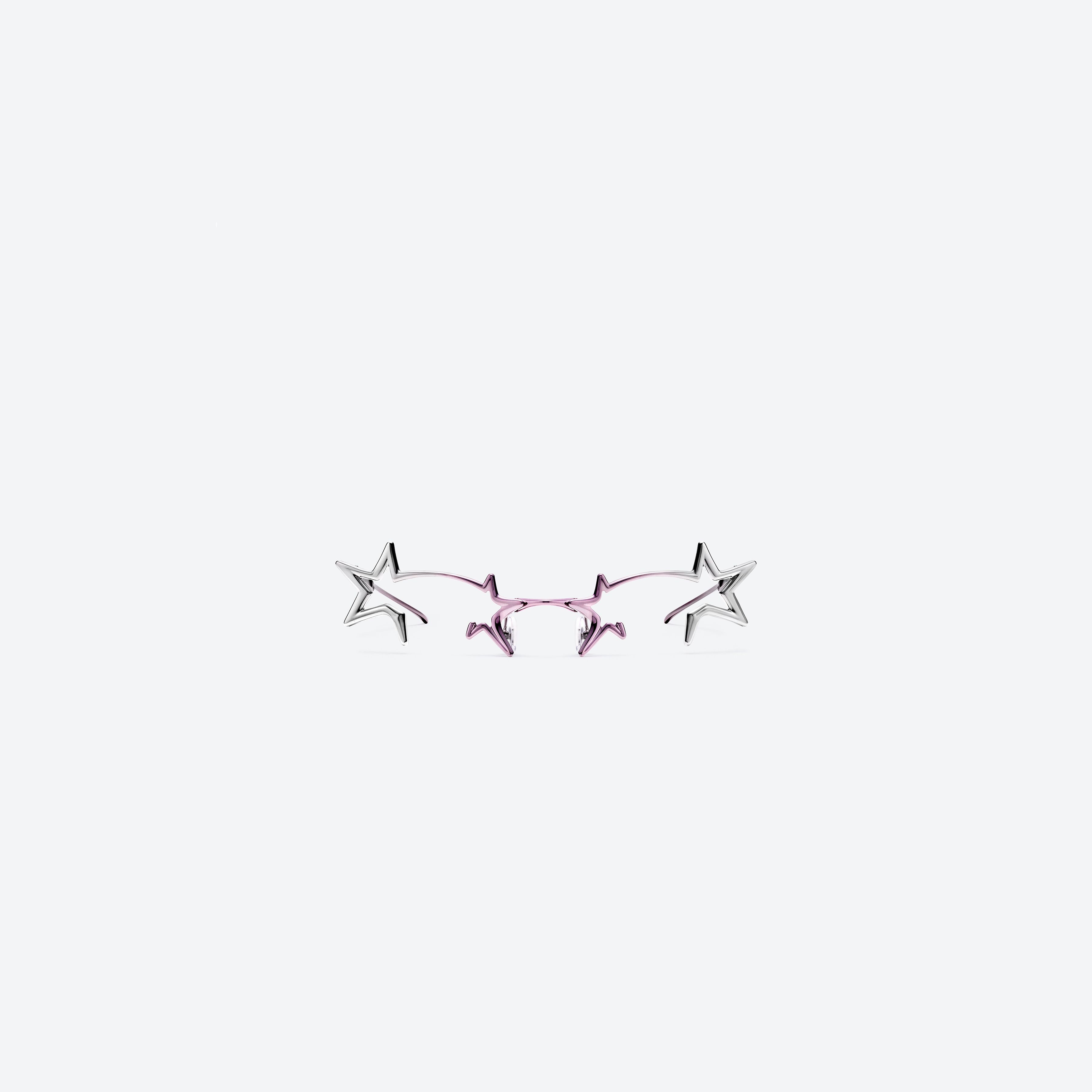 A front view of Gentle Monster Milky Way 02P Silver Metal framed Cat-eye glasses.