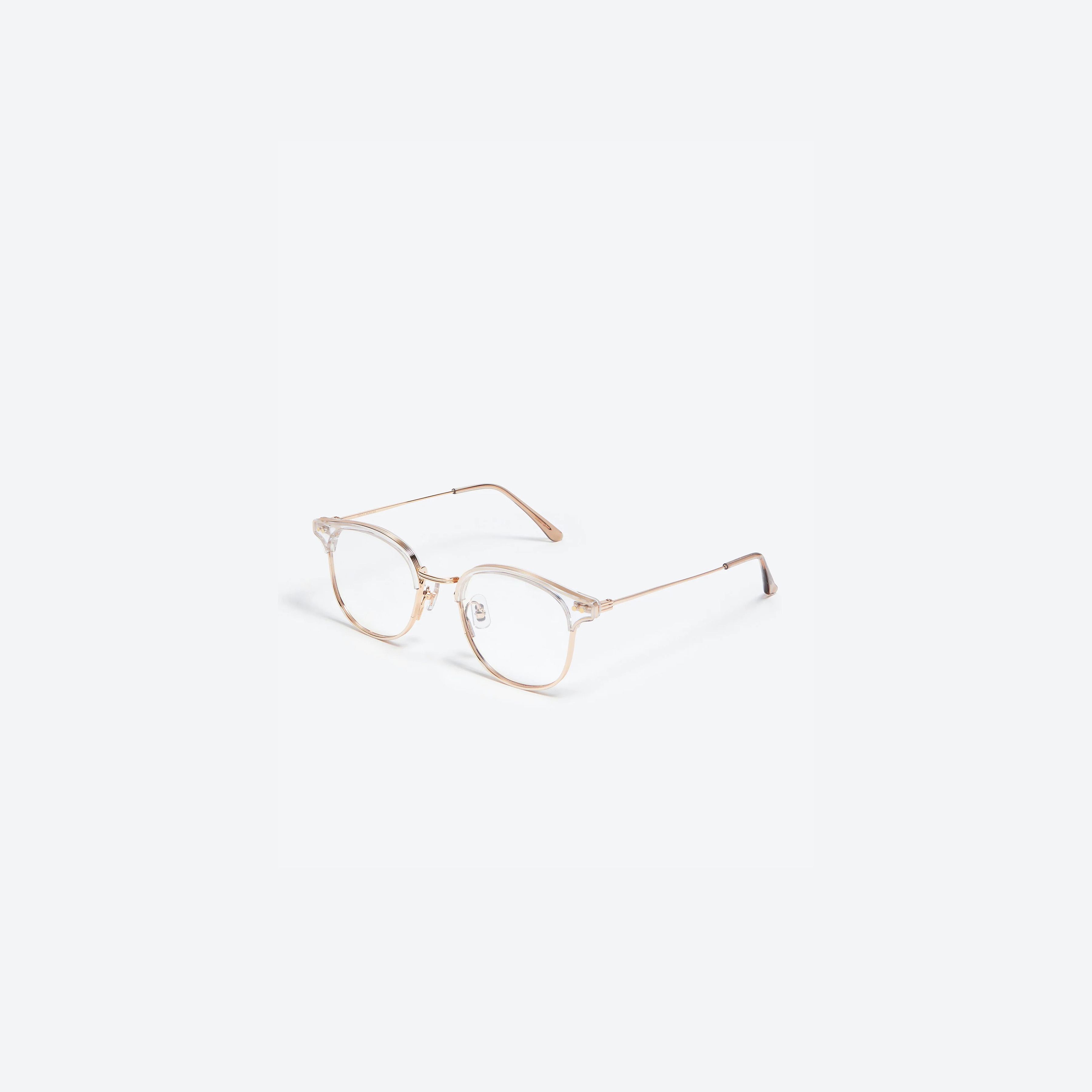 45-degree view of Gentle Monster Alio C1 Clear Mixed framed Square glasses.