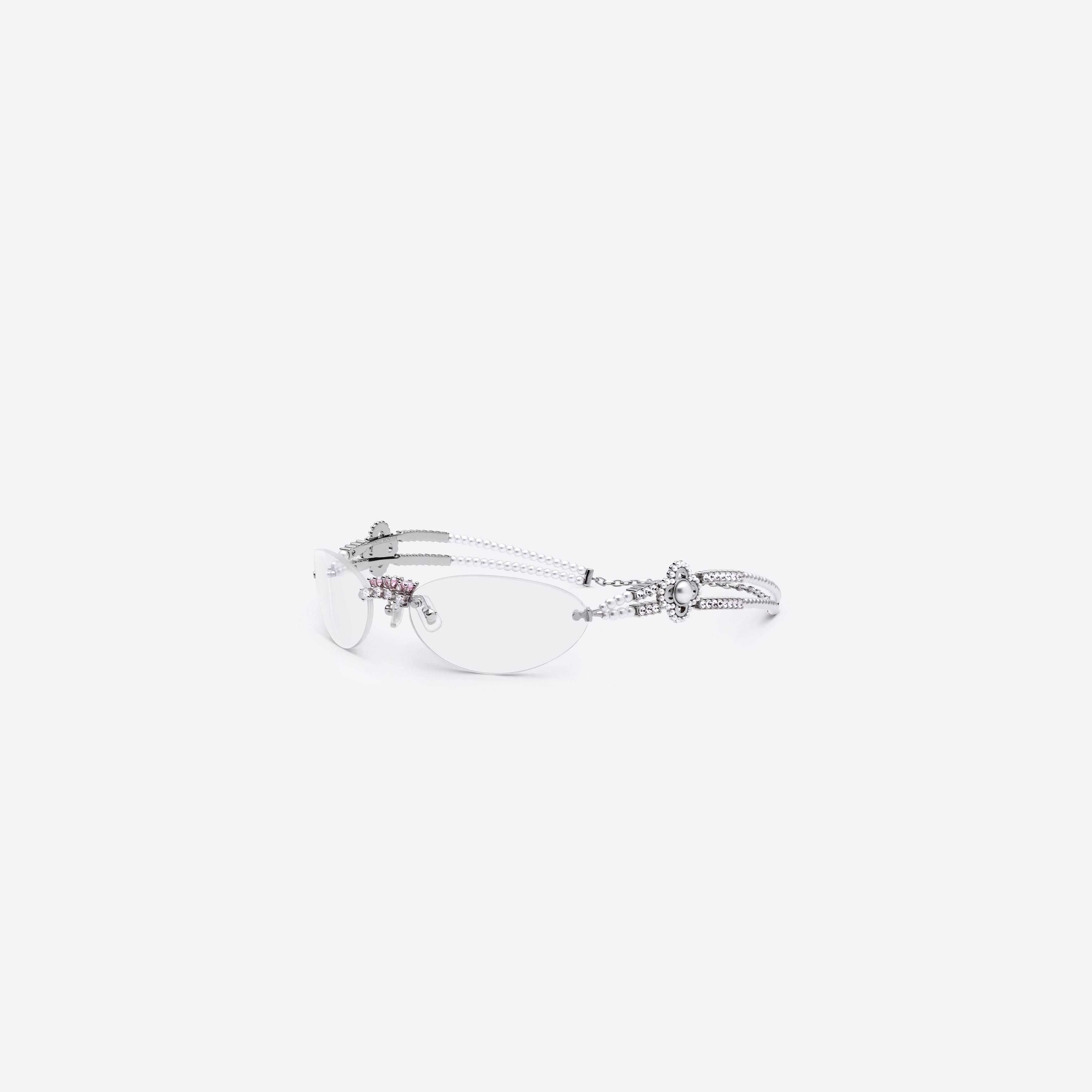 45-degree view of Gentle Monster GALA 02 Silver Metal framed Oval sunglasses.