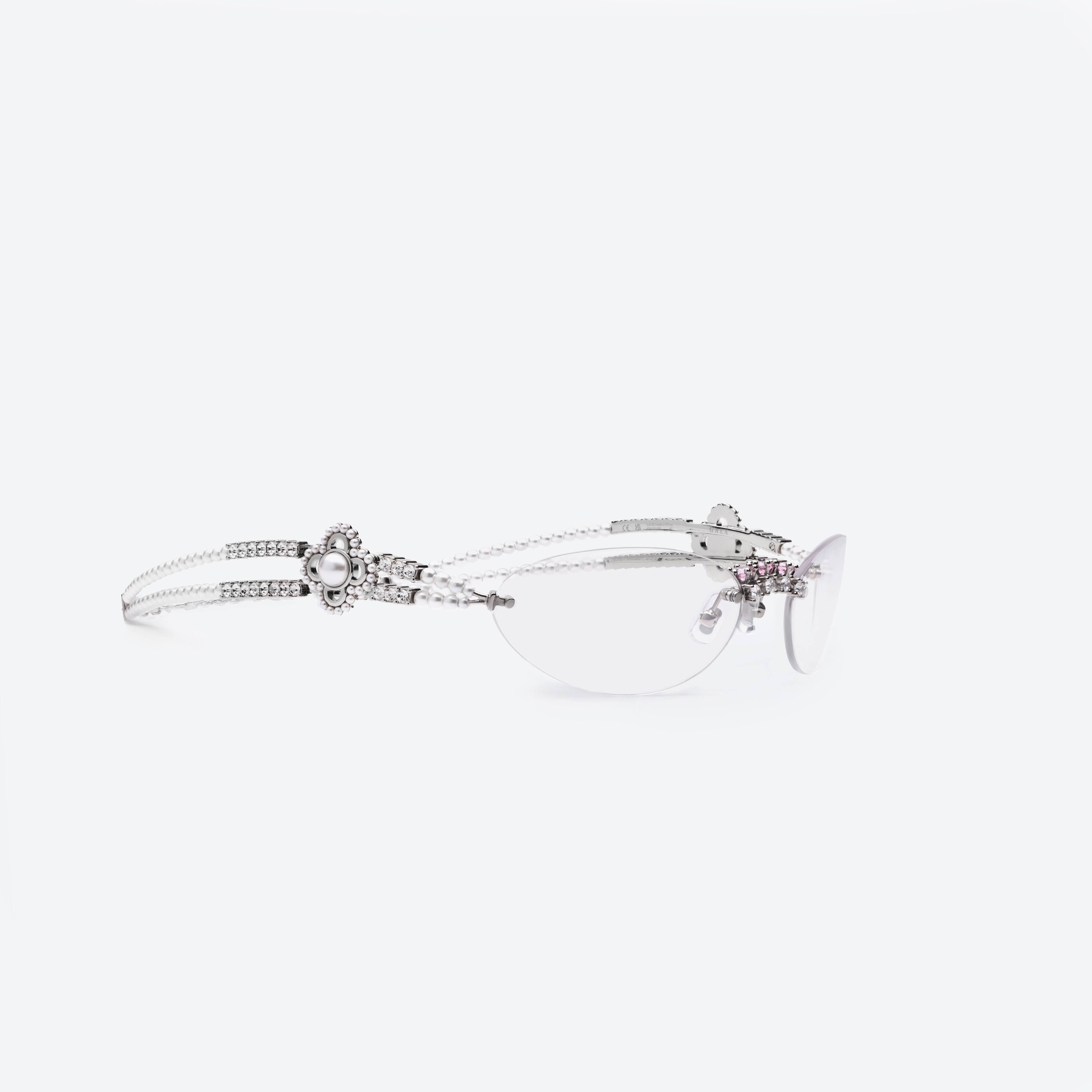 45-degree detailed view of Gentle Monster GALA 02 Silver Metal framed Oval sunglasses.